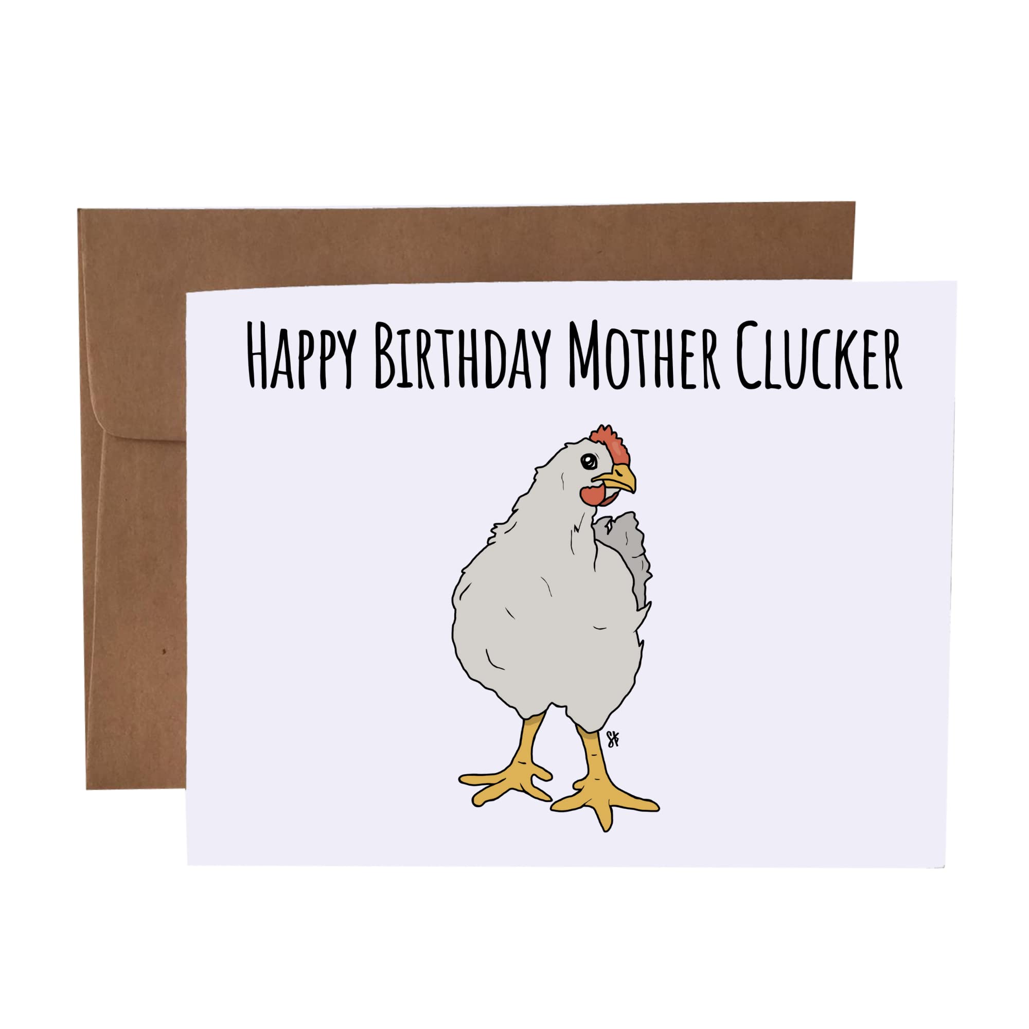 Funny Happy Birthday Mother Clucker Chicken Blank Greeting Card With Envelope - Perfect for Friends, Coworkers & Chicken Lovers (Humorous Birthday Card Gift Idea)