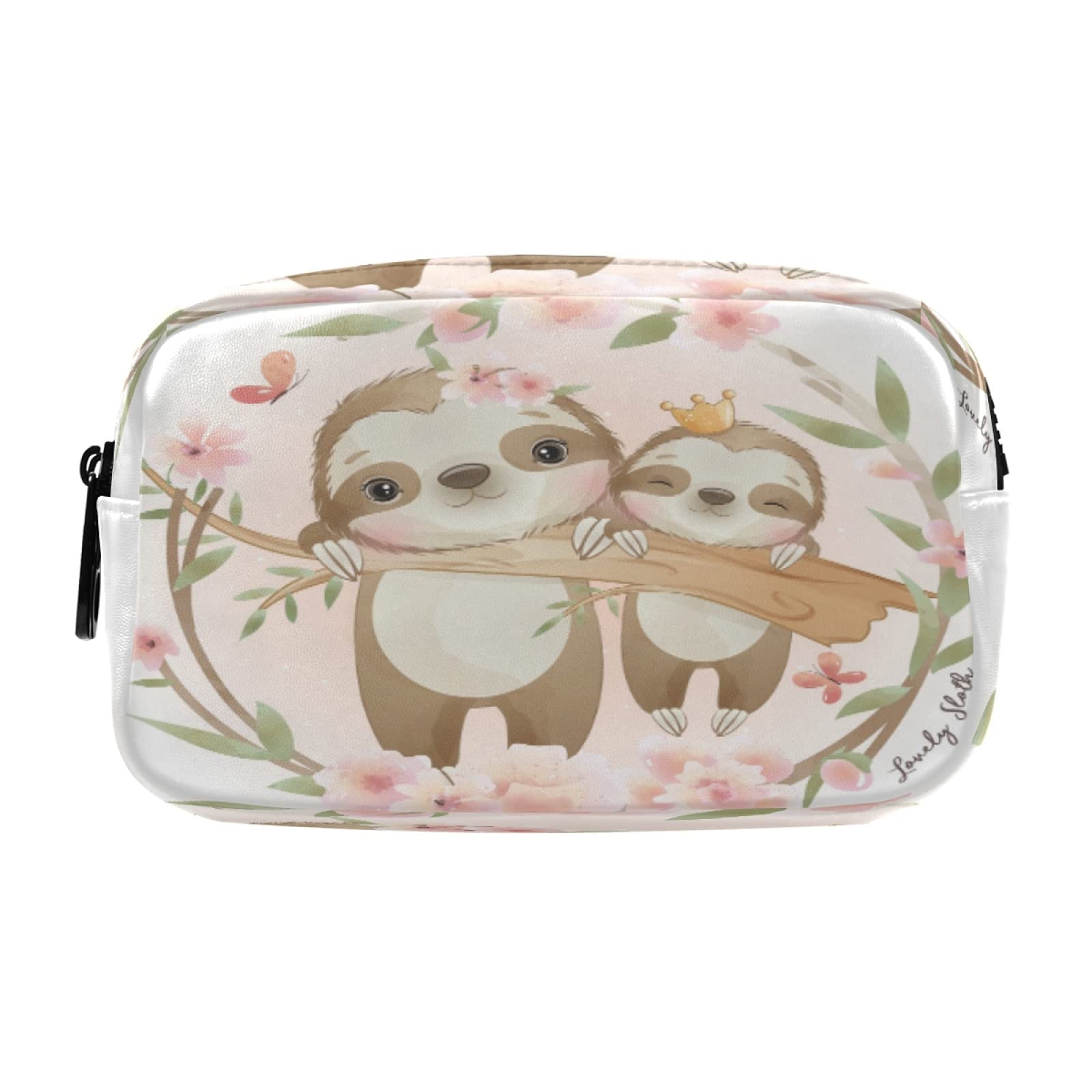 Cartoon Sloth Pencil Case - PU Leather Zipper Pen Bag for School, Office & Travel