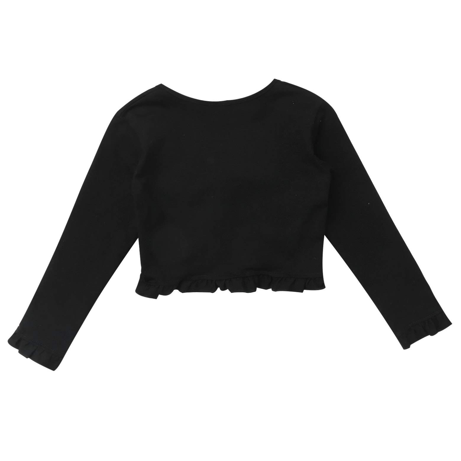 Freebily Girls Ballet Dance Cardigan - V Neck Knit Wrap Top for Kids, Warm-up Crop Coat, Gym Outerwear, Bolero Shrug Sweater - Perfect for Dance Class, Rehearsals & Performance