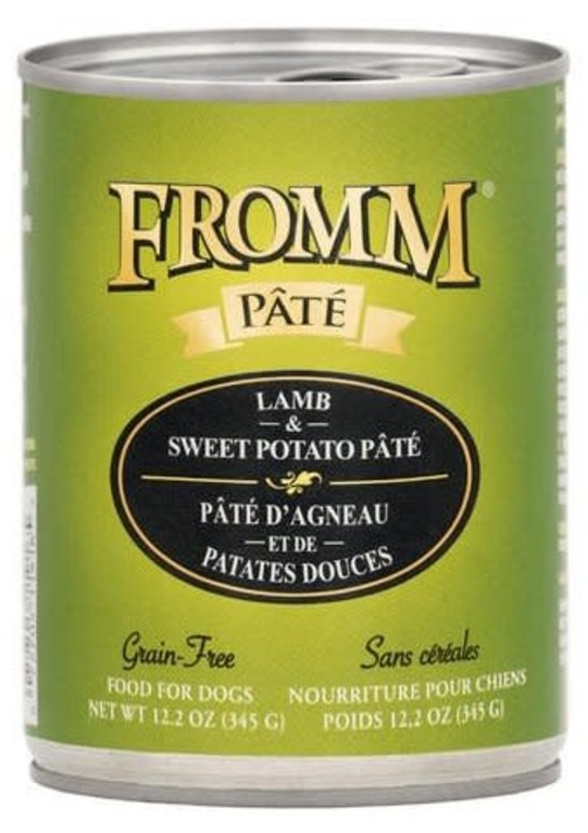 Fromm Gold Lamb & Sweet Potato Pâté Grain-Free Canned Dog Food - 12.2oz (345g) for Small & Medium Breed Dogs - High Protein Wet Food for Sensitive Stomachs | Perfect for Mealtime, Travel & Training Treats