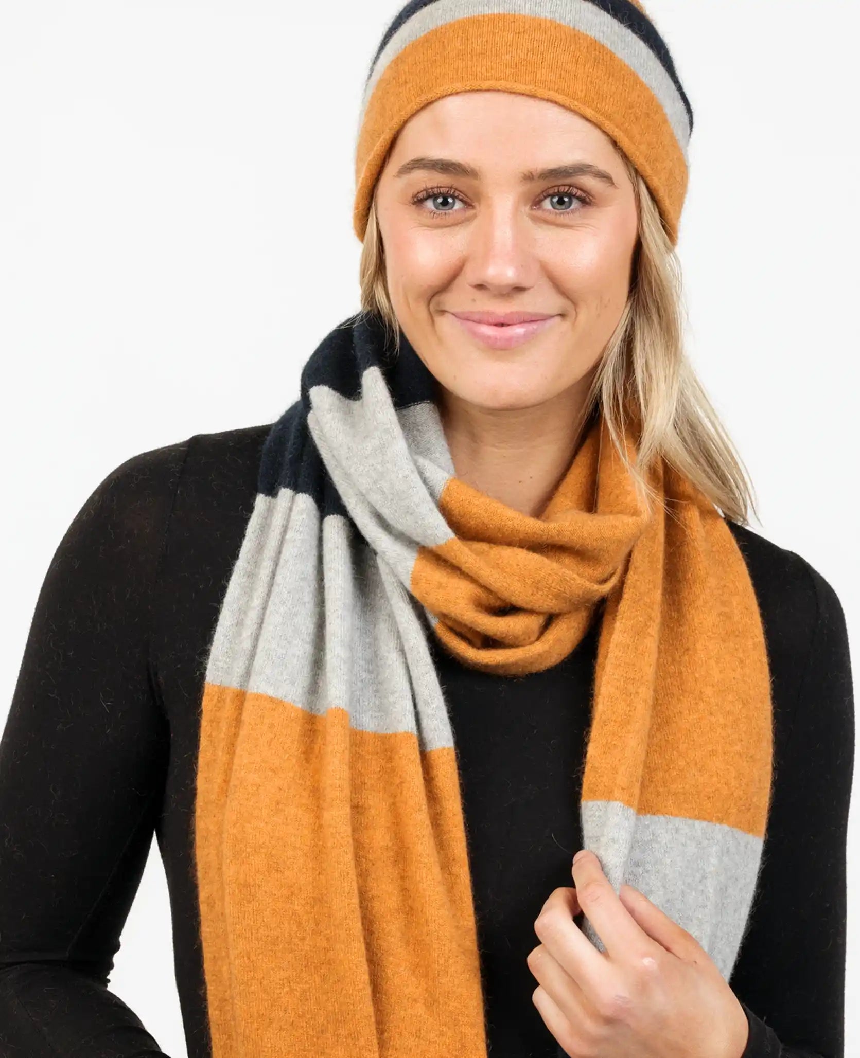 Ginger Stripe Travel Scarf NX824 - Soft Lightweight Wrap for Women, Perfect for Airplane, Office & Outdoor Adventures