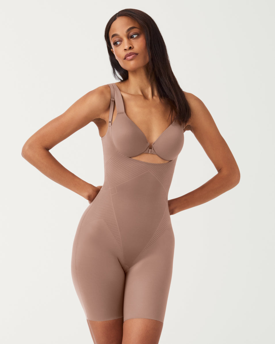 SPANX Shapewear Invisible Open Bust Mid Thigh Bodysuit - Slimming Body Shaper for Women, Seamless Tummy Control Underwear - Perfect for Dresses, Workwear & Special Occasions