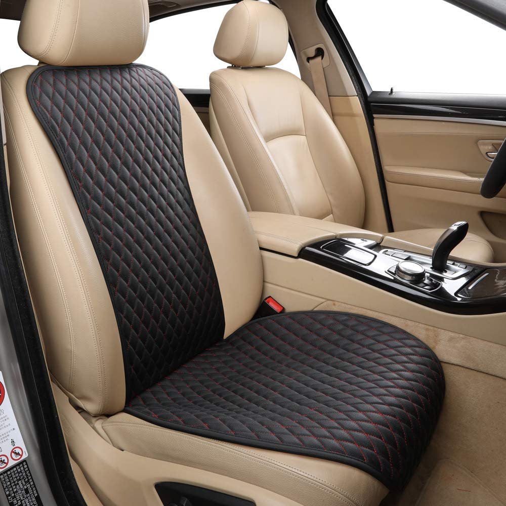 Universal PU Leather Car Seat Protector Cover - Non-Slip, Easy Clean, Fits Most Vehicles (Black & Red) | Perfect for Pets, Kids & Daily Commute