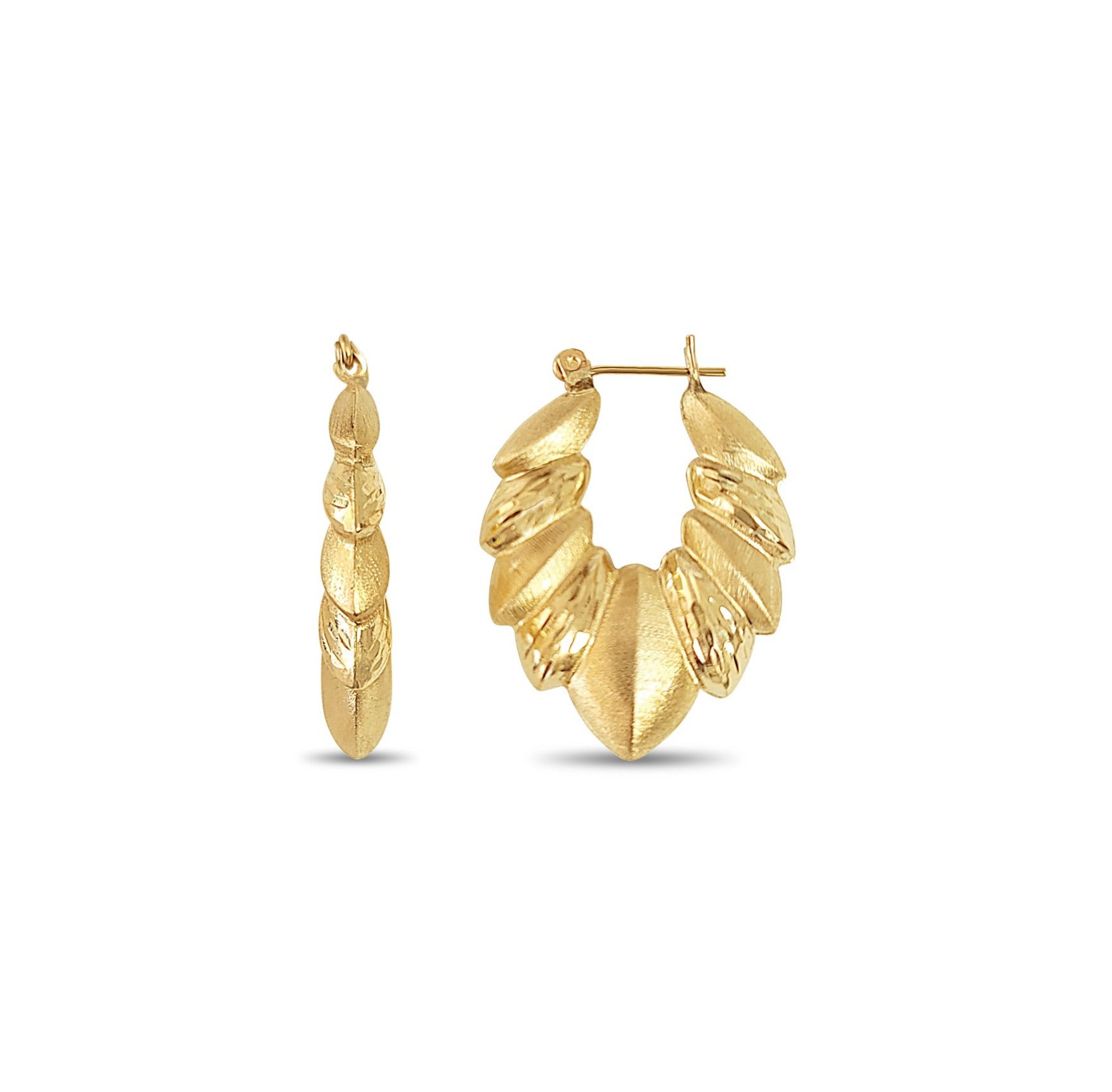Vintage Shrimp Creole Earrings - Matte & Diamond Cut Finish - Handmade Boho Jewelry for Women - Perfect for Parties, Weddings & Everyday Wear