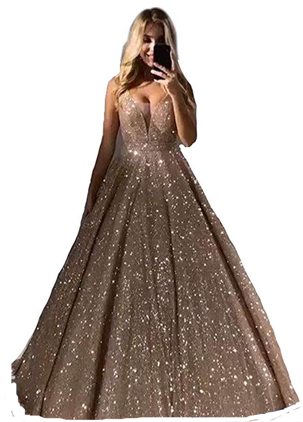 Elegant A-Line Prom Dresses for Women - Sparkly Glitter Long Cocktail Evening Gown for Formal Events | Perfect for Homecoming, Prom Night & Special Occasions