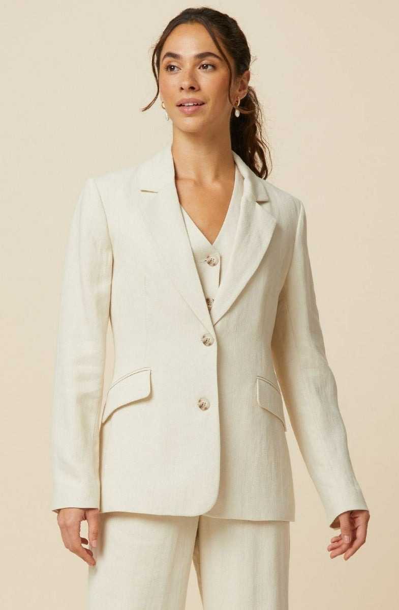 Premium Linen Blend Blazer for Women - Comfortable Oatmeal Color Lightweight Summer Jacket | Perfect for Office Wear, Business Meetings & Casual Outfits