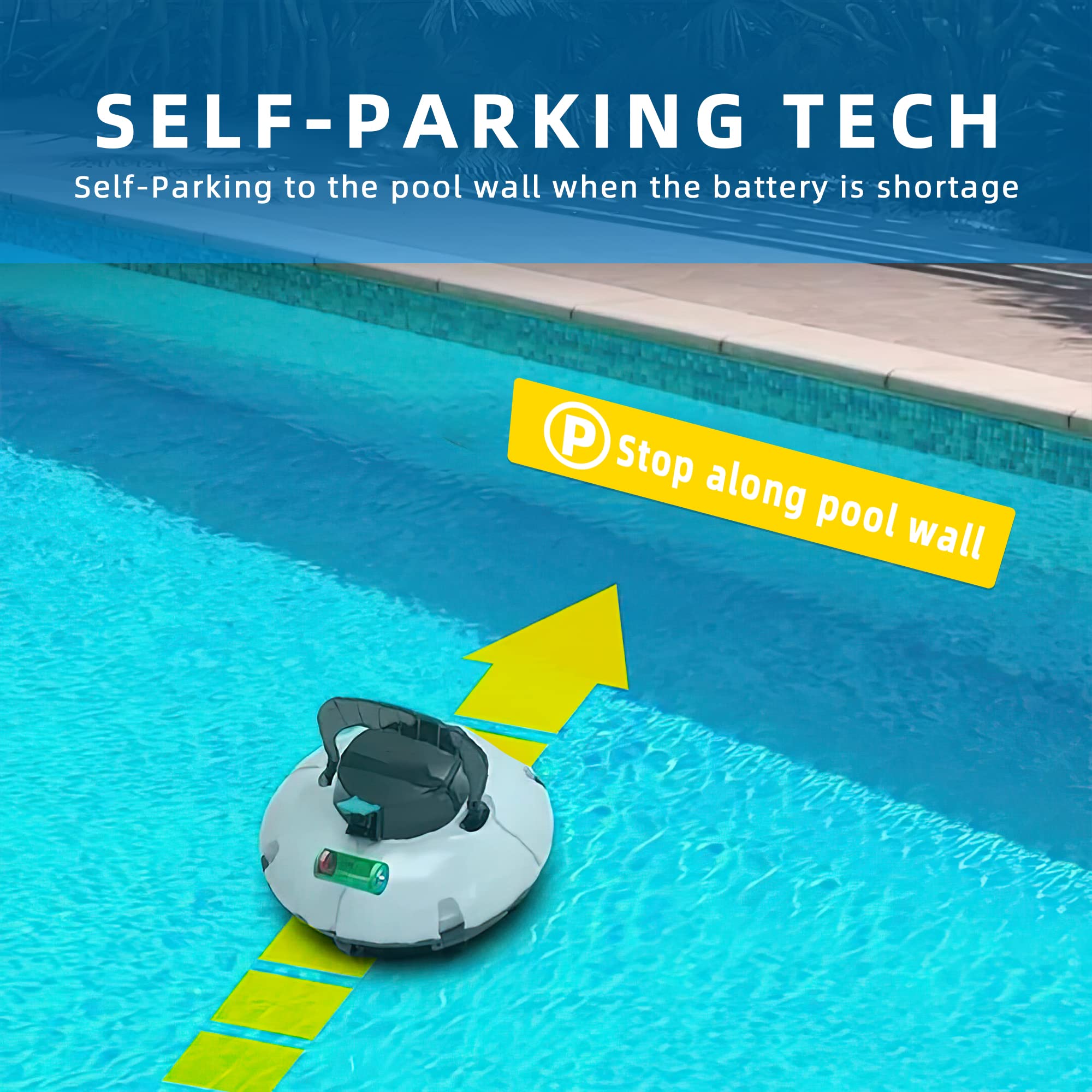 Best Cordless Pool Cleaner Robot - Lightweight Automatic Swimming Pool Vacuum for Above Ground & In-Ground Pools up to 40FT | Ideal for Backyard, Vacation Homes & Commercial Use