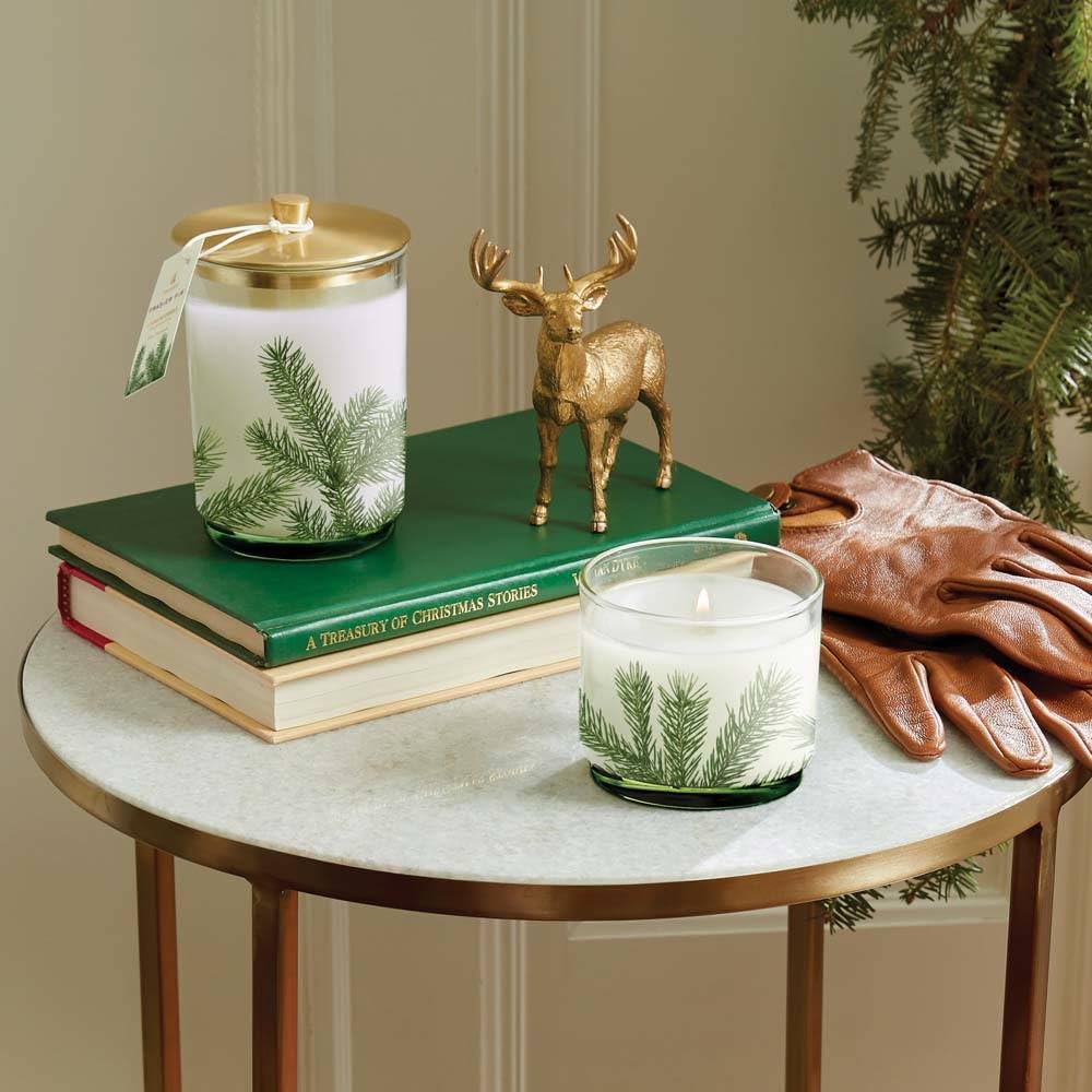 Thymes Frasier Fir Scented Candle - 7.5 oz Holiday Pine Needle Candle with Siberian Fir, Cedarwood & Sandalwood Fragrance - Elegant Christmas Decor for Home, Office & Gift Giving