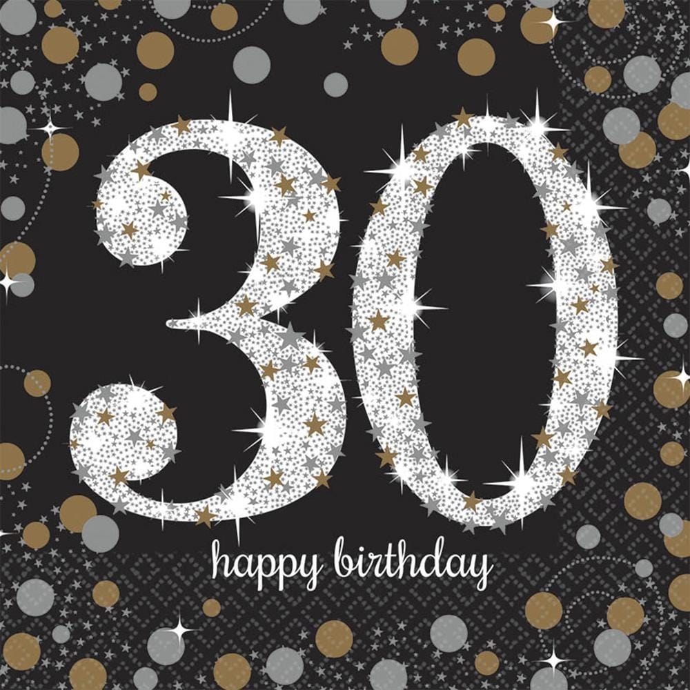 30th Birthday Sparkling Celeb Luncheon Napkins - 16 Pack | Elegant Party Tableware for Anniversary Celebrations, Bridal Showers & Special Events