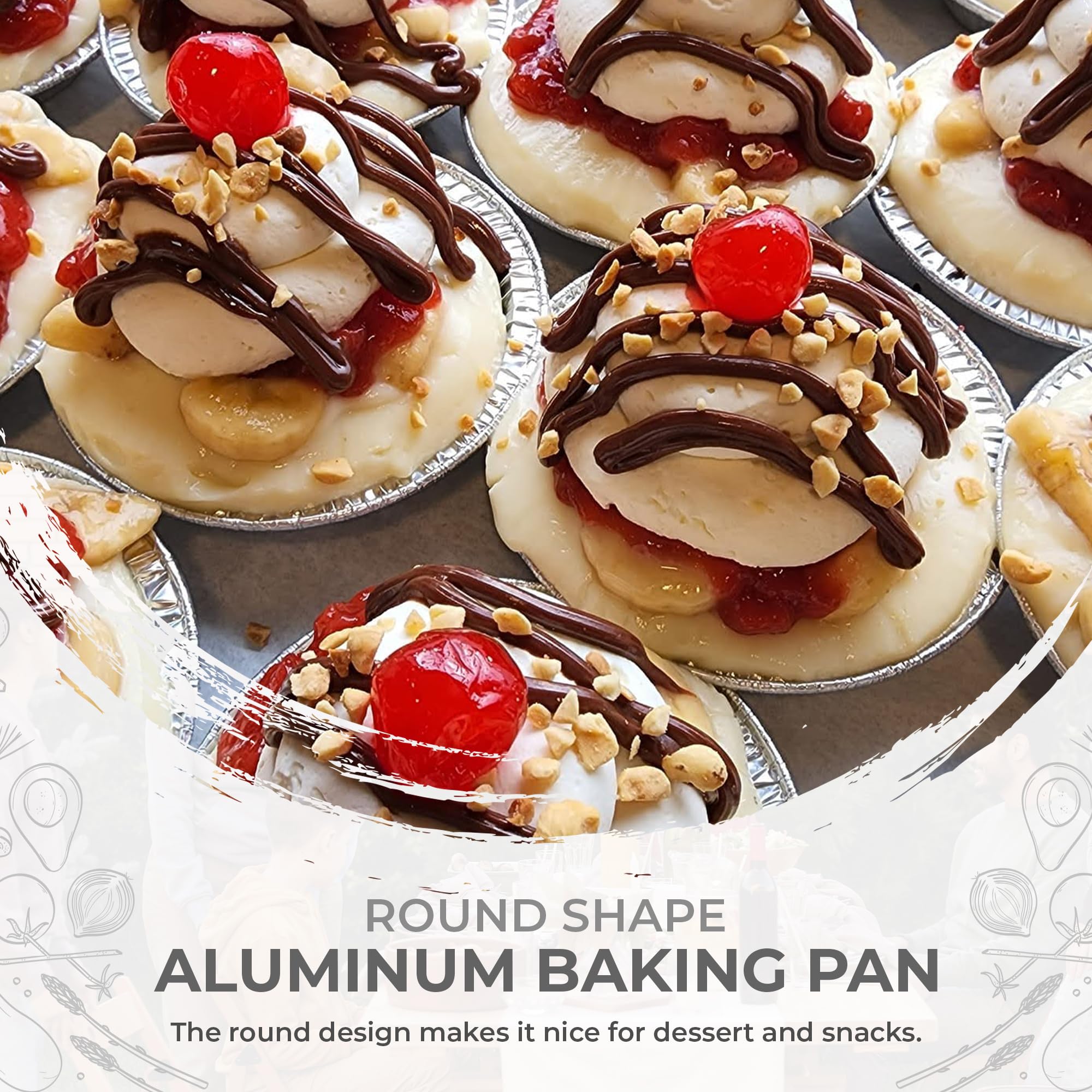KitchenDance 3-Inch Round Disposable Aluminum Foil Tart Pans - 301/500 Count for Baking Pies, Tarts & Desserts - Perfect for Home Baking, Party Treats & Holiday Cooking - Non-Stick & Easy Clean