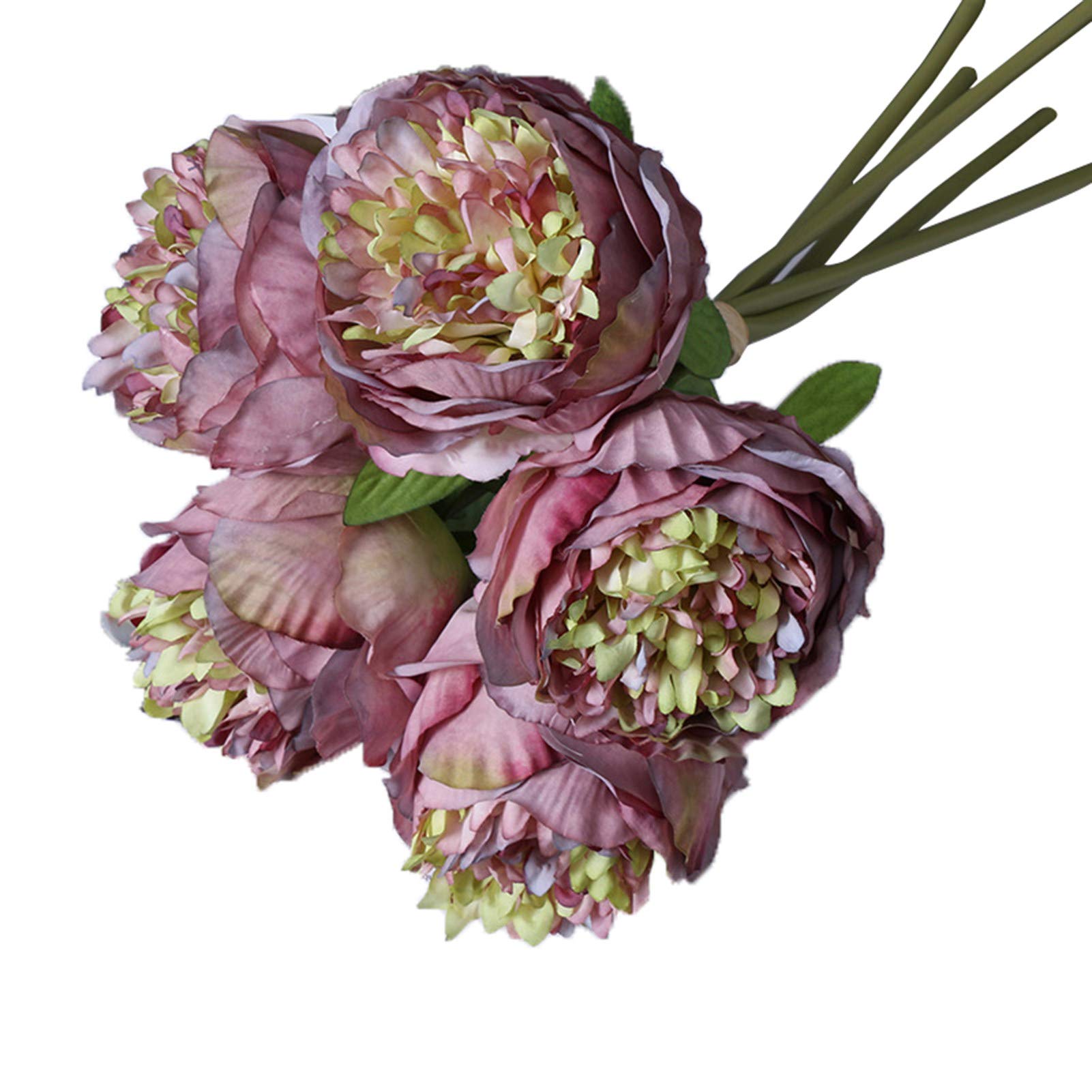 5 Heads Peony Artificial Silk Flowers Bouquet - Realistic Fake Flowers for Home Decor, Wedding Centerpieces, Table Arrangements & Party Ornaments