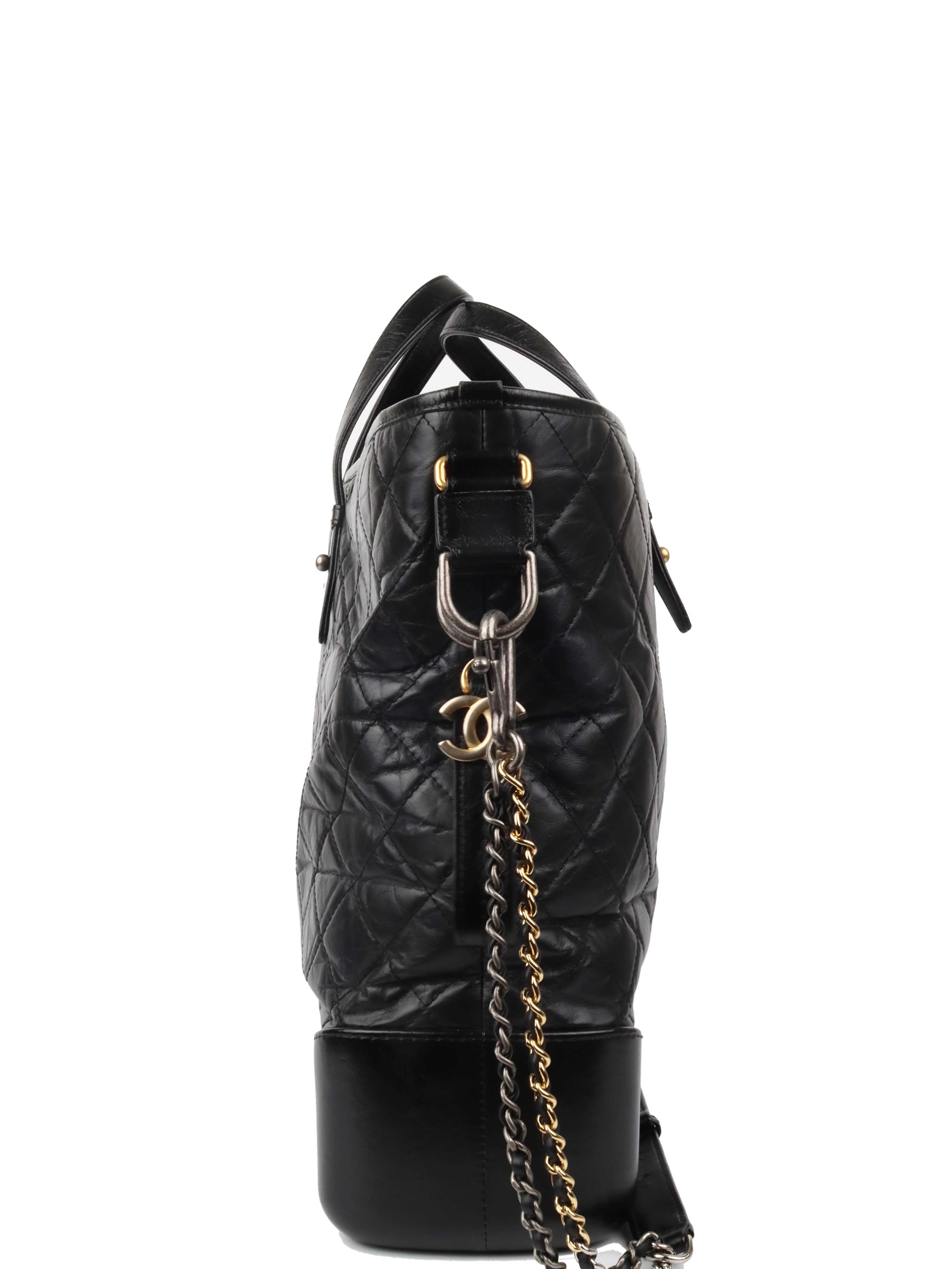 Chanel Black Gabrielle Top Handle Bag with Gold and Silver Hardware - Luxury Designer Handbag for Women, Perfect for Parties, Work, and Everyday Use