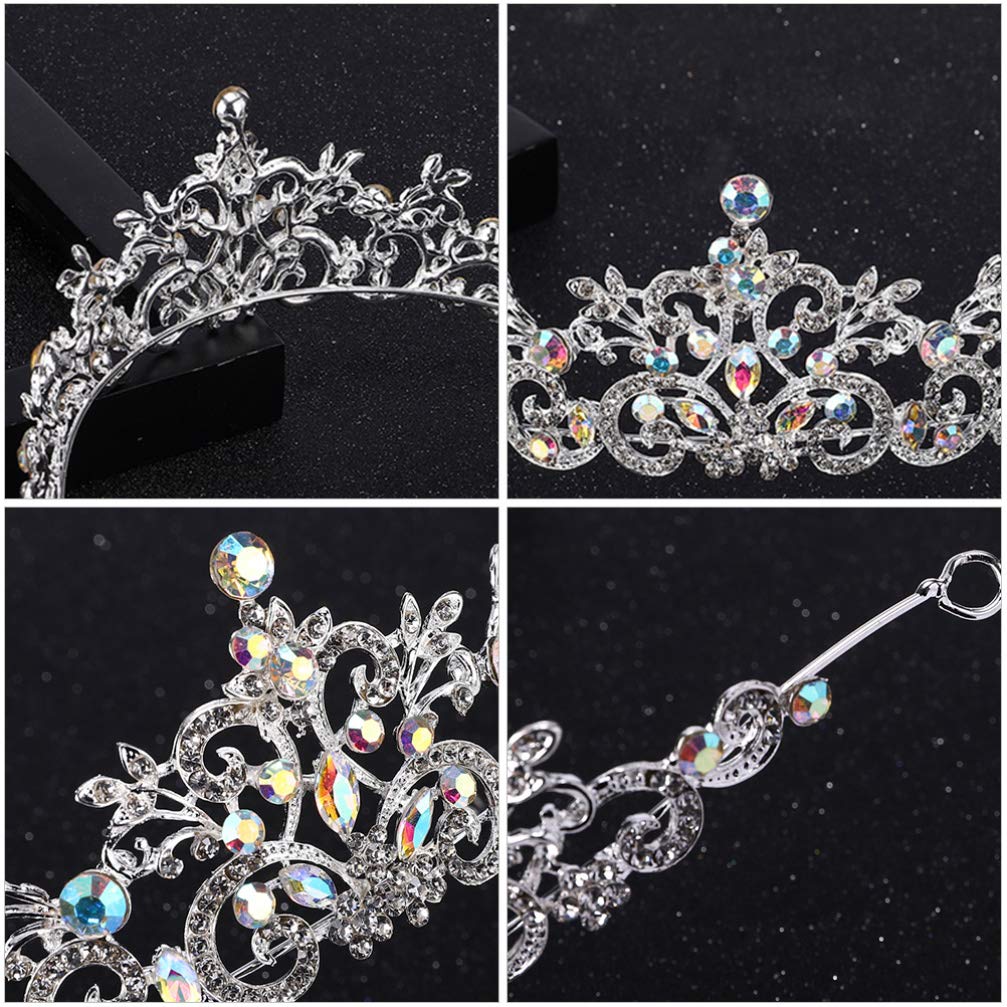 Silver Rhinestone Prom Crown for Girls - Elegant Metal Bridal Tiara & Kids Shiny Headpiece - Perfect for Weddings, Photo Shoots, Pageants & Dress-Up Play