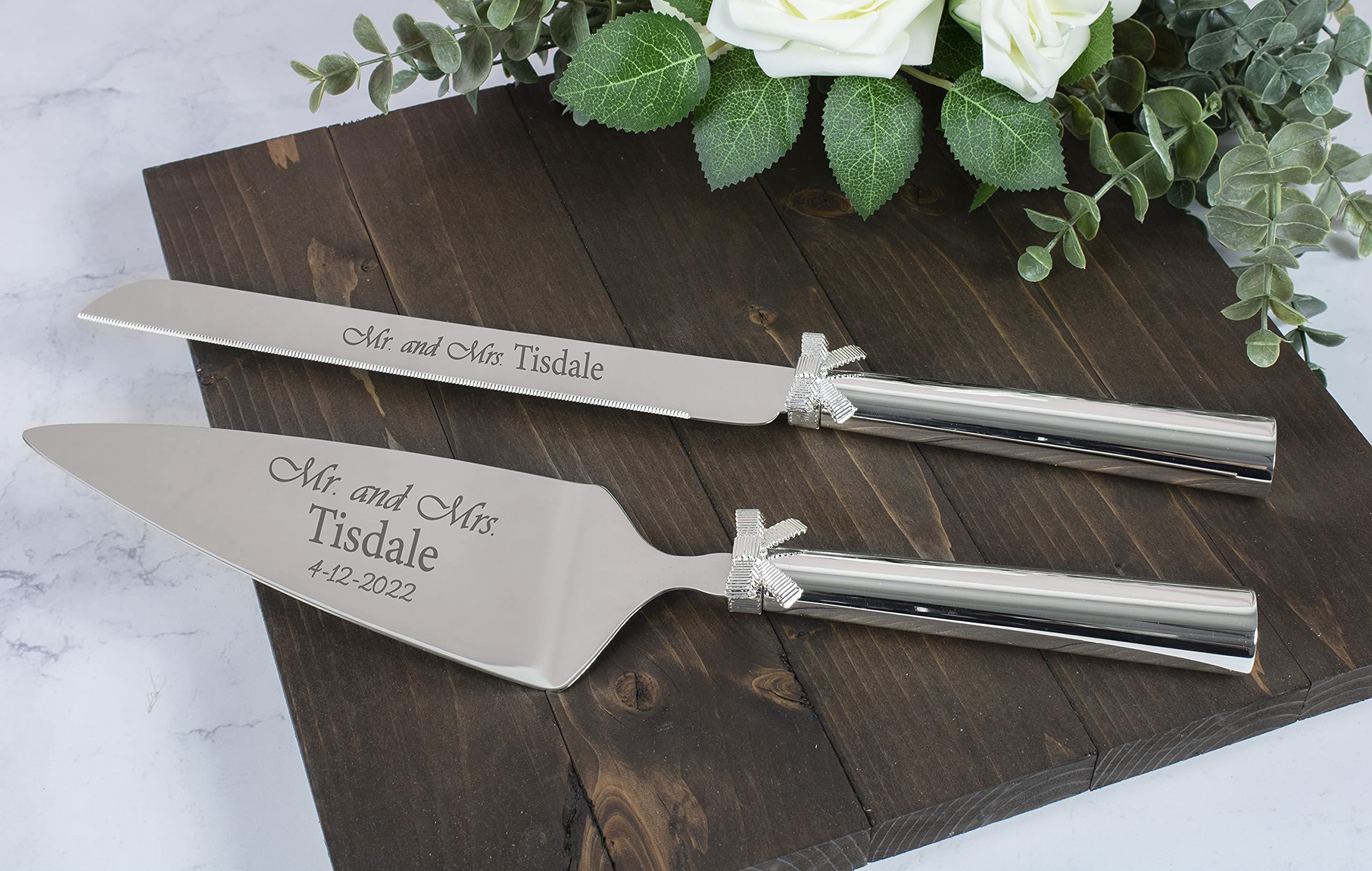 Kate Spade Bridal Grace Ave Personalized Wedding Cake Knife & Server Set - Custom Engraved Cake Cutting Gift Set for Bride & Groom - Perfect for Wedding Ceremonies, Receptions & Anniversary Celebrations