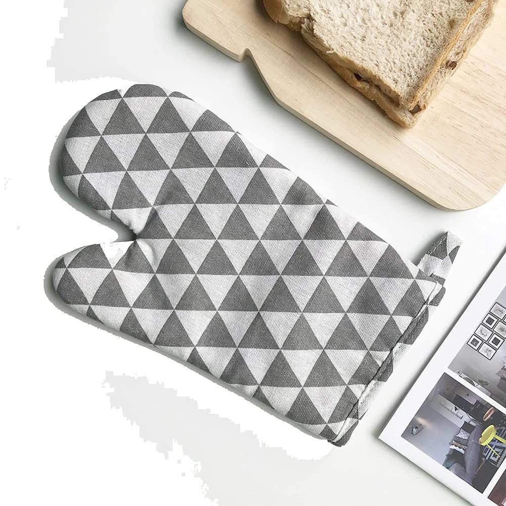 Joyloading Heat Resistant Nordic Style Kitchen Gloves - Soft Fabric Lining with Non-Slip Surface, Oven Mitts & Pot Holders for Baking, Cooking, Grilling, BBQ - Perfect for Home Kitchen, Camping & Outdoor Cooking (Style4)