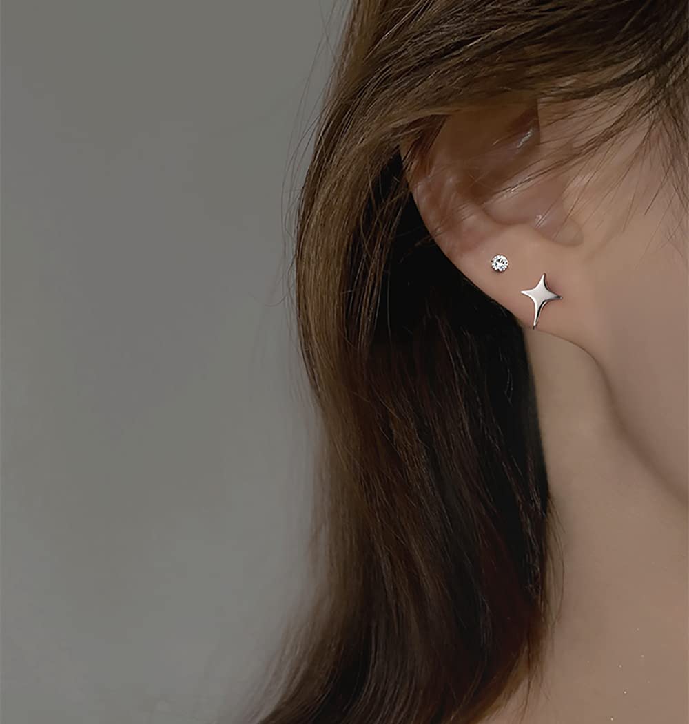 Reffeer Solid 925 Sterling Silver Star Cuff Earrings - Cartilage Wraps for Women & Teens - Helix Earrings with No Piercing - Perfect for Parties, Gifts & Everyday Wear