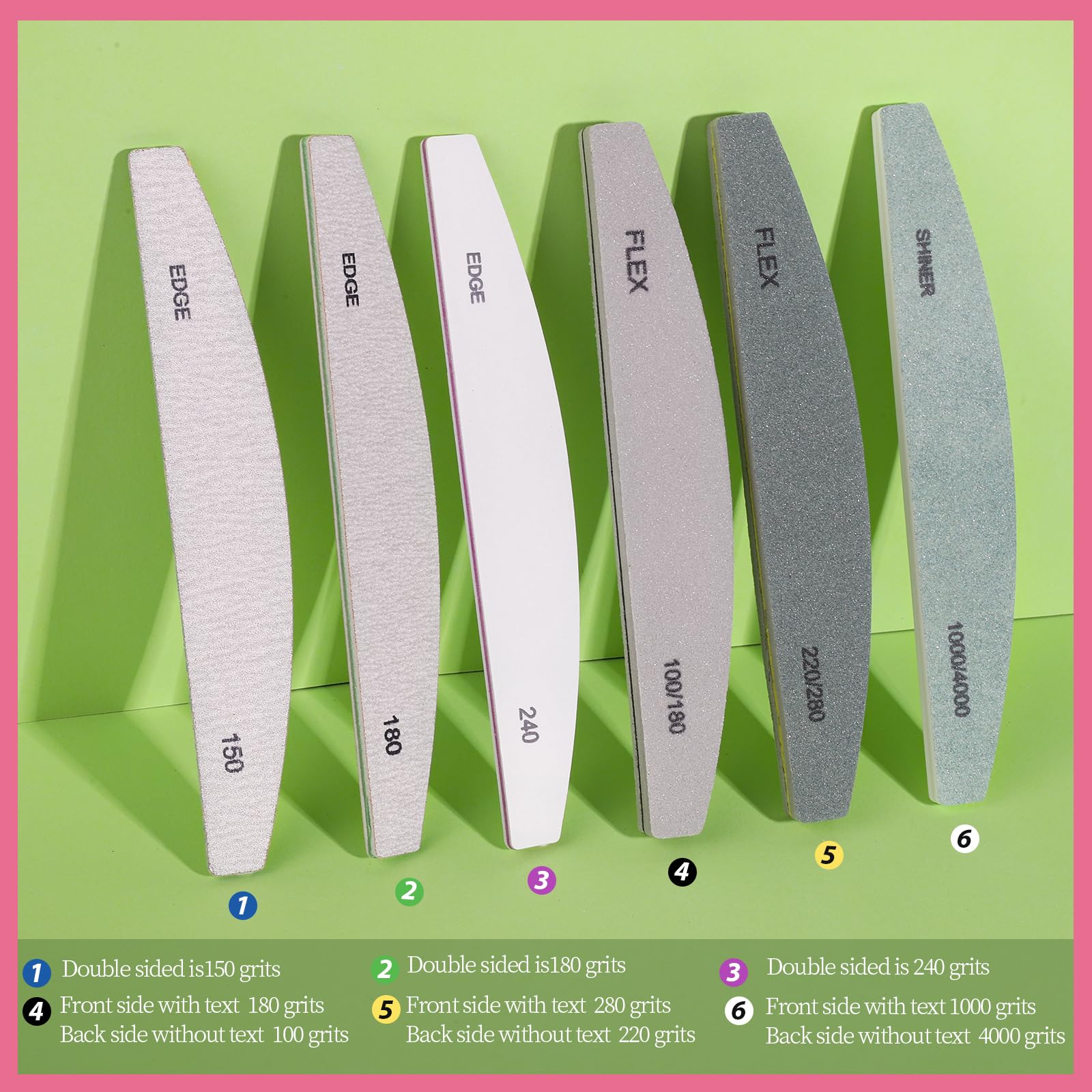Teenitor Professional Nail File and Buffer Set - 2 Pack 100/180 Grit Emery Boards for Natural & Acrylic Nails - Manicure Pedicure Kit with Nail Buffer Block & Shining Tools - Perfect for Home Salon, Travel & DIY Nail Care