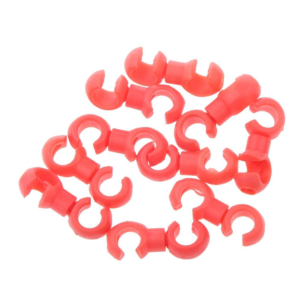SM SunniMix 10Pcs Red Rotating S-Hook Cable Clips - Heavy Duty Bike Cable Clamps for Brake & Gear Housing (Fits 4mm & 5mm) - Perfect for Bicycle Derailleur, Motorcycle Wiring & DIY Organization