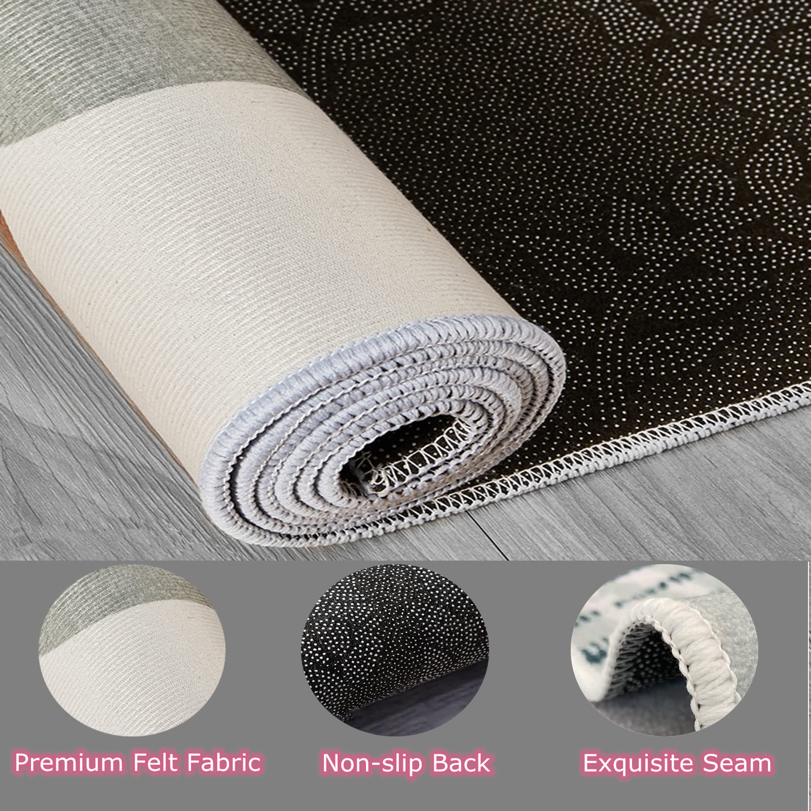 Pink Rose Gold Area Rug 5.3x4ft - Gradient Doodle Art Design, Soft & Easy Clean Indoor/Outdoor Rug for Living Room, Bedroom, Dining Table, Home Office - Perfect for Boho Decor & Modern Floor Covering