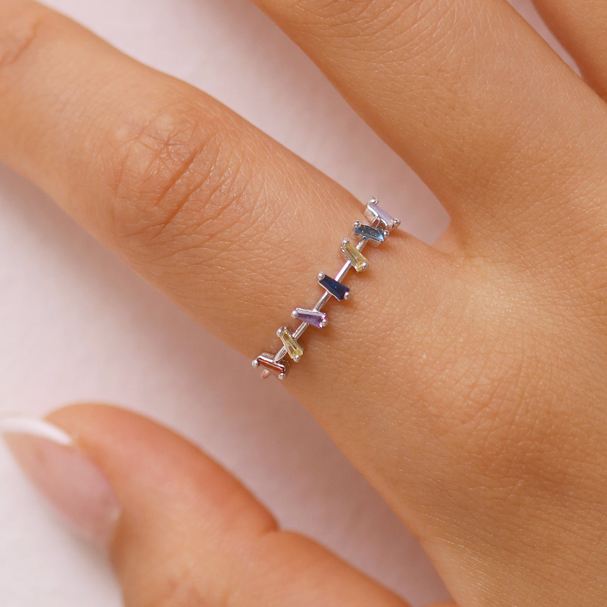 Cubic Square Relay Ring - Stainless Steel Stackable Fashion Ring Set for Women - Perfect for Everyday Wear, Gift Giving & Layering Jewelry