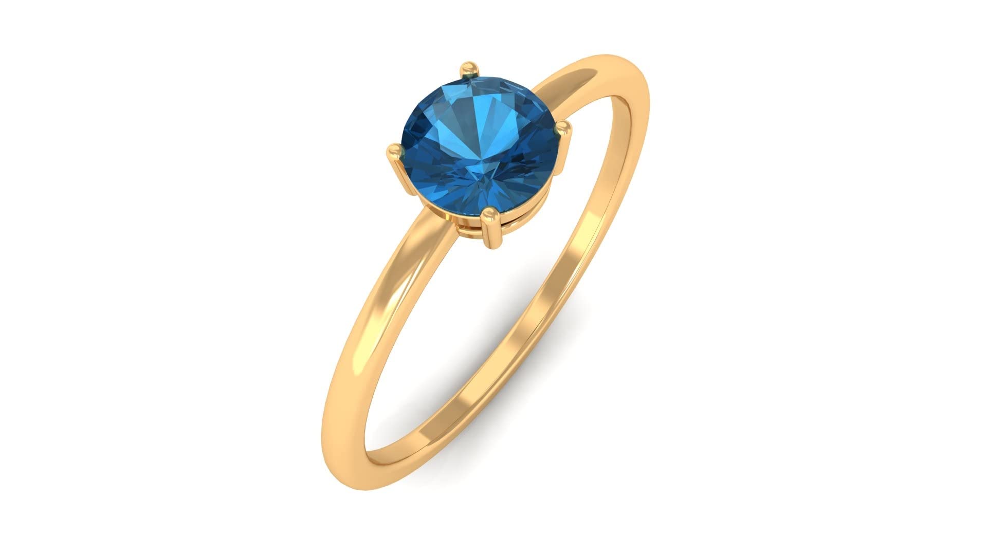 1/2 CT London Blue Topaz Promise Ring - 4 Prong Set Solitaire in 14K Solid Gold, December Birthstone Jewelry for Women - Perfect for Anniversaries, Engagements & Special Occasions