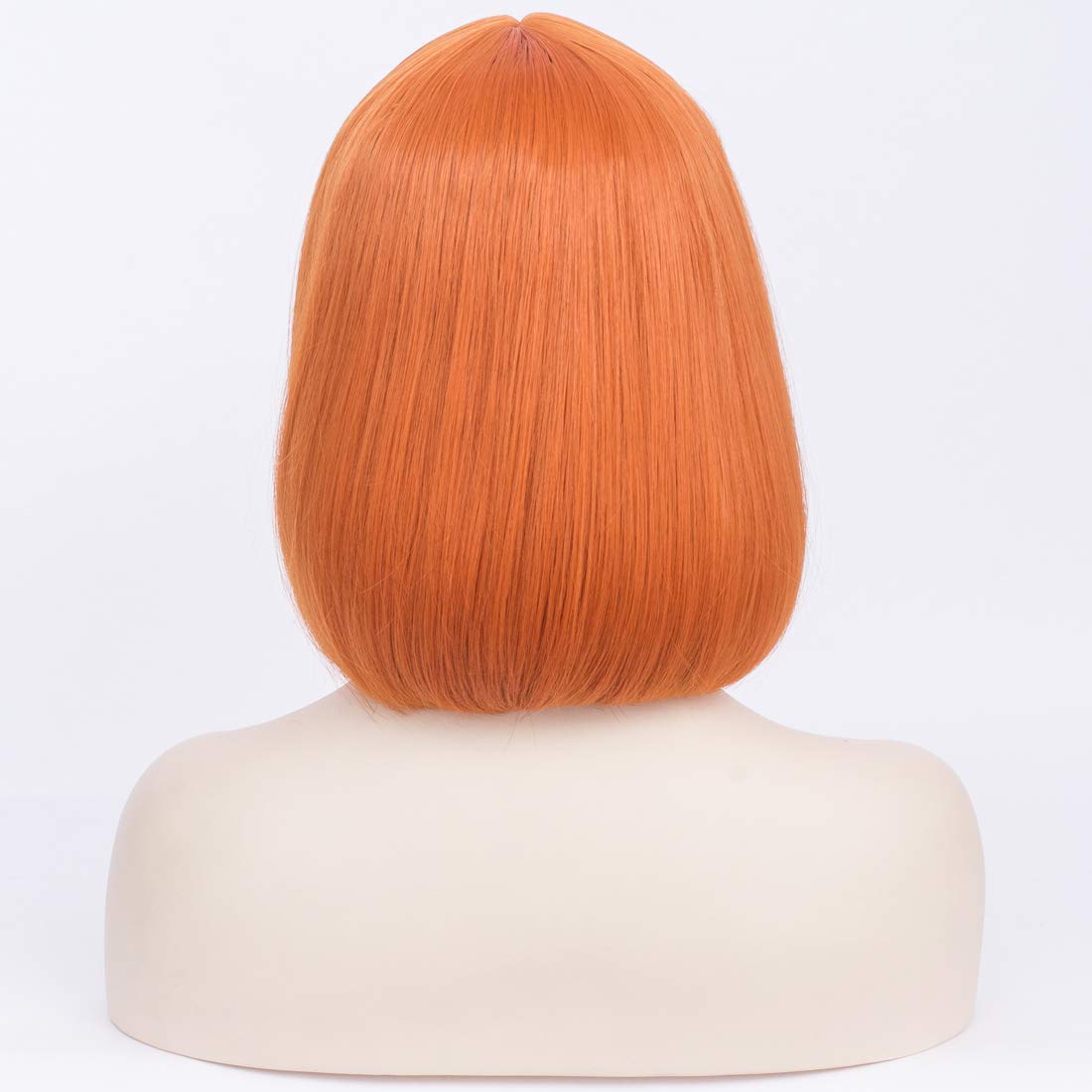 12 Inches Heat Resistant Synthetic Orange Bob Wig with Bangs for Women & Girls - Perfect for Halloween, Cosplay, and Costume Parties