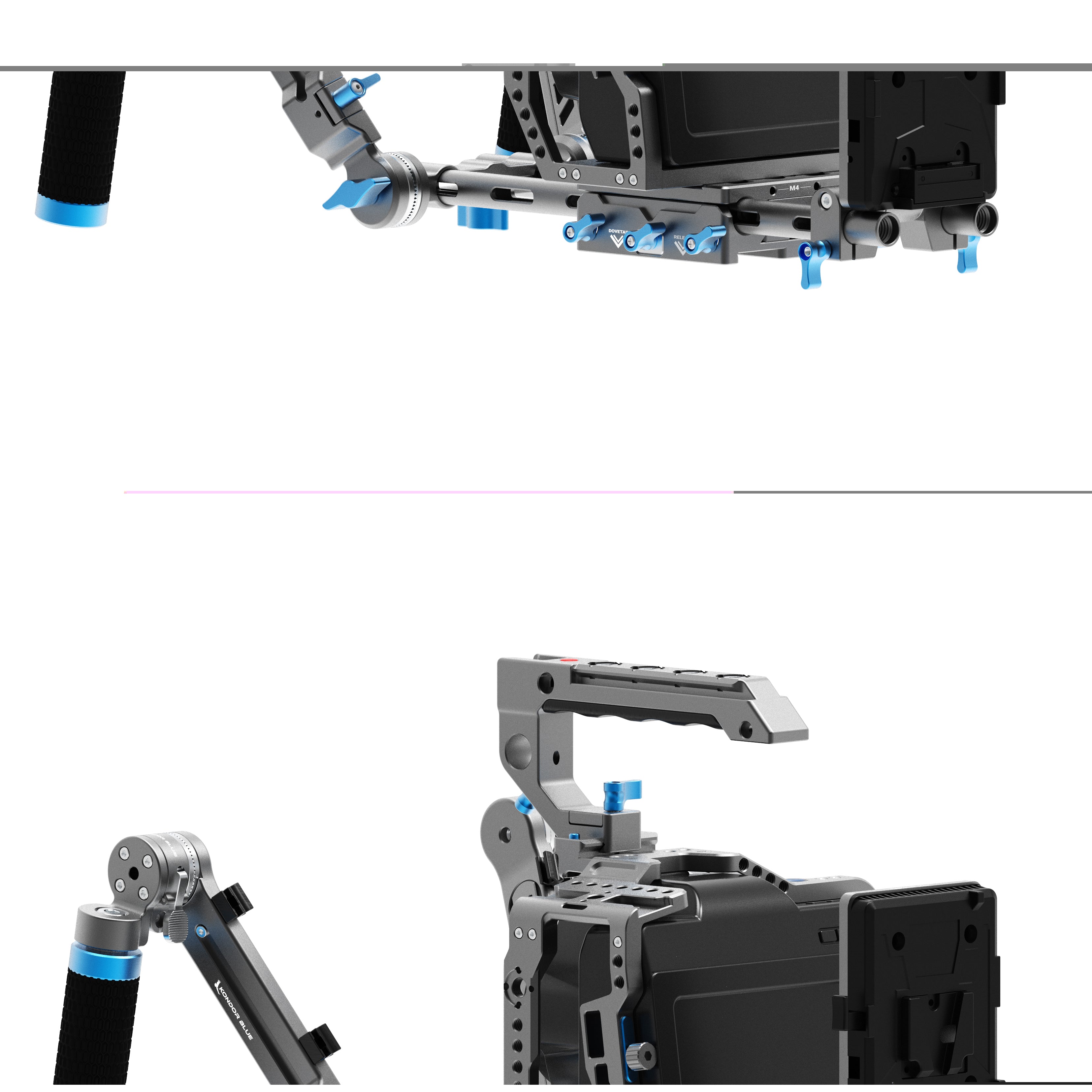 Kondor Blue Blackmagic Pocket 6K Pro Camera Cage with Top Handle - Space Gray | Professional Video Rig for Filmmaking & Content Creation