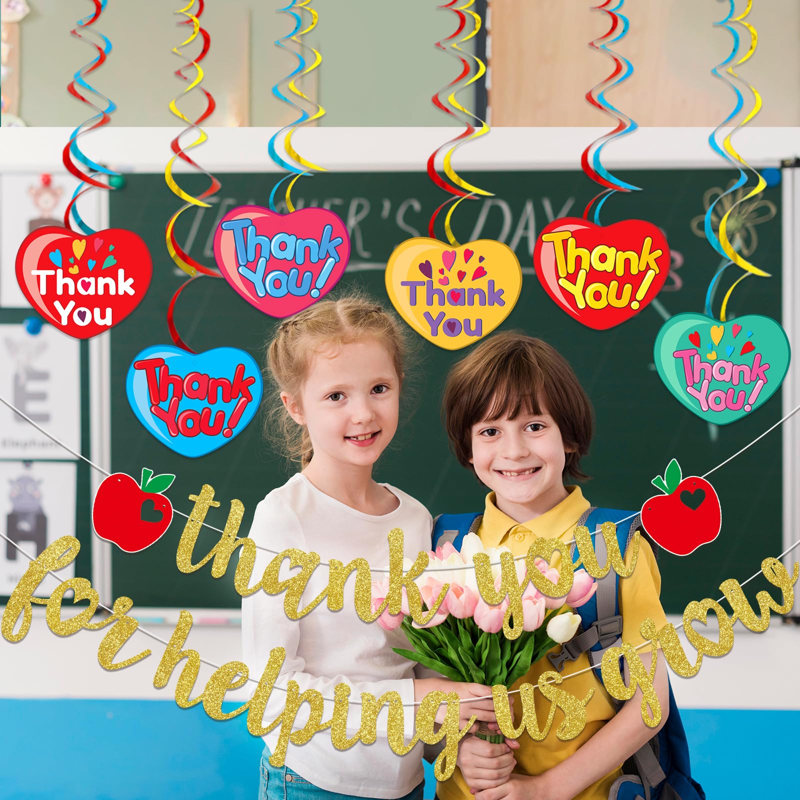 Teacher Appreciation Banner - Thank You Banner for Classroom Decor, Teacher's Day Party Supplies & School Celebration Decorations | Perfect for Teacher Appreciation Week, End of Year Gifts & School Events