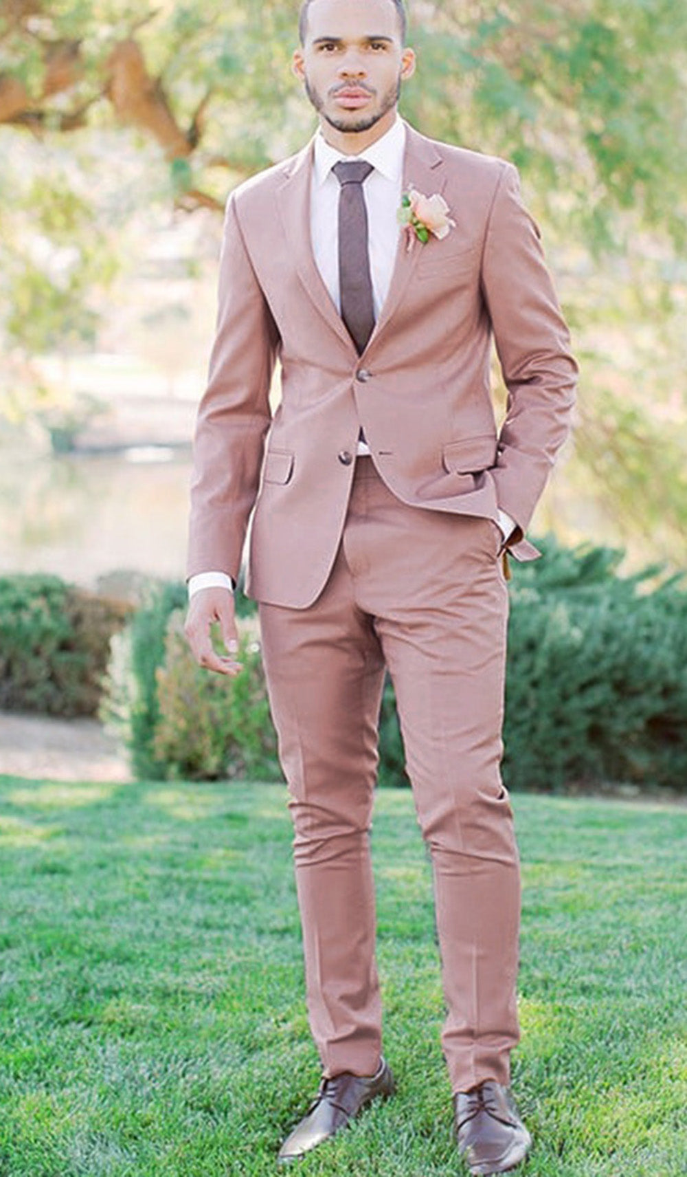 Dusty Mauve Pink Men's Wedding Suits - Notched Lapel Single Breasted Prom Blazer Jacket for Groom | 2-Piece Coat & Pant Set | Perfect for Weddings, Proms & Formal Events