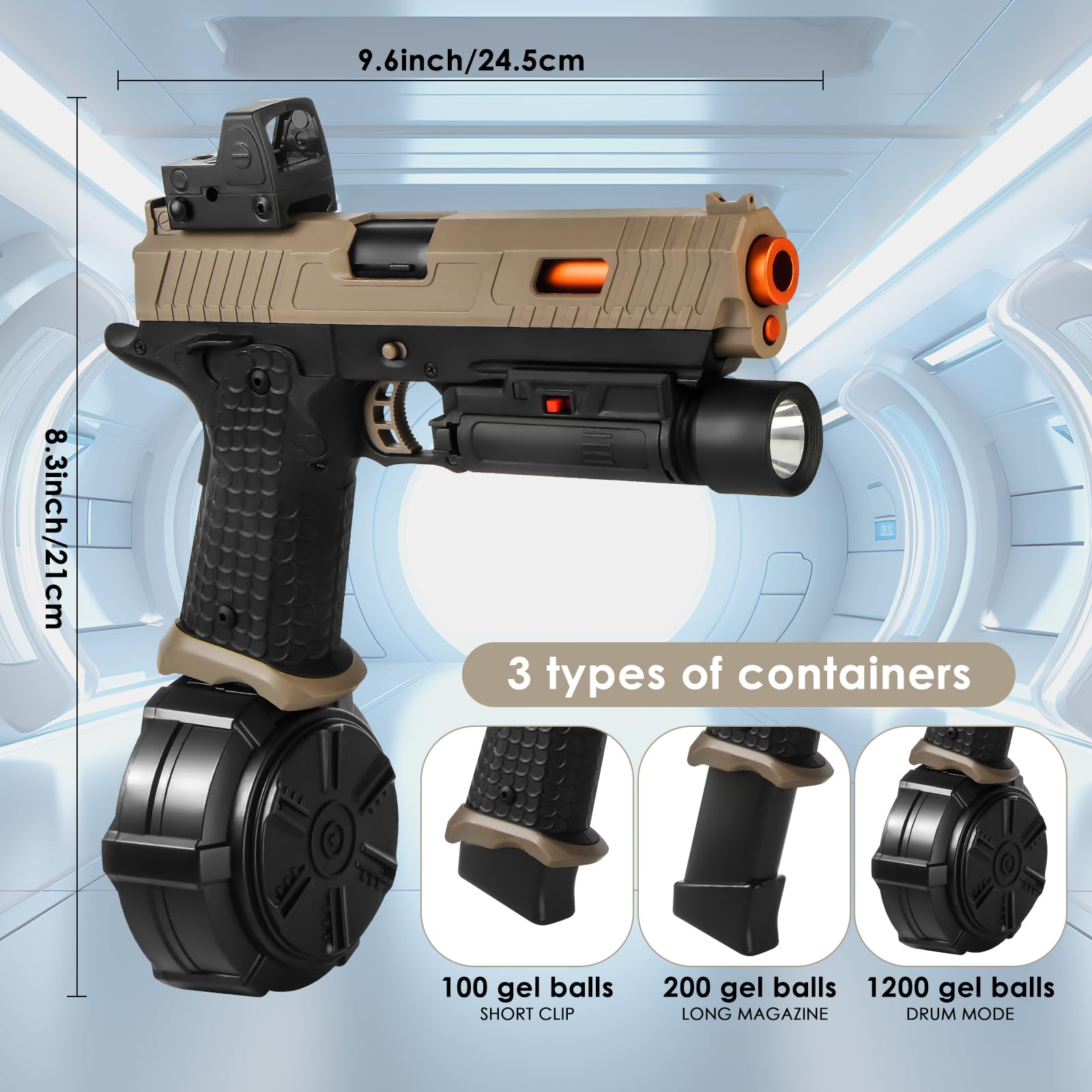 Upgraded Full Auto Gel Toys X5 with Goggles & Drum - Advanced Version of X2 - Outdoor Shooting Game for Teens & Adults 14+ - Perfect for Christmas, Easter, Birthday Parties & Backyard Fun - Sandy Color