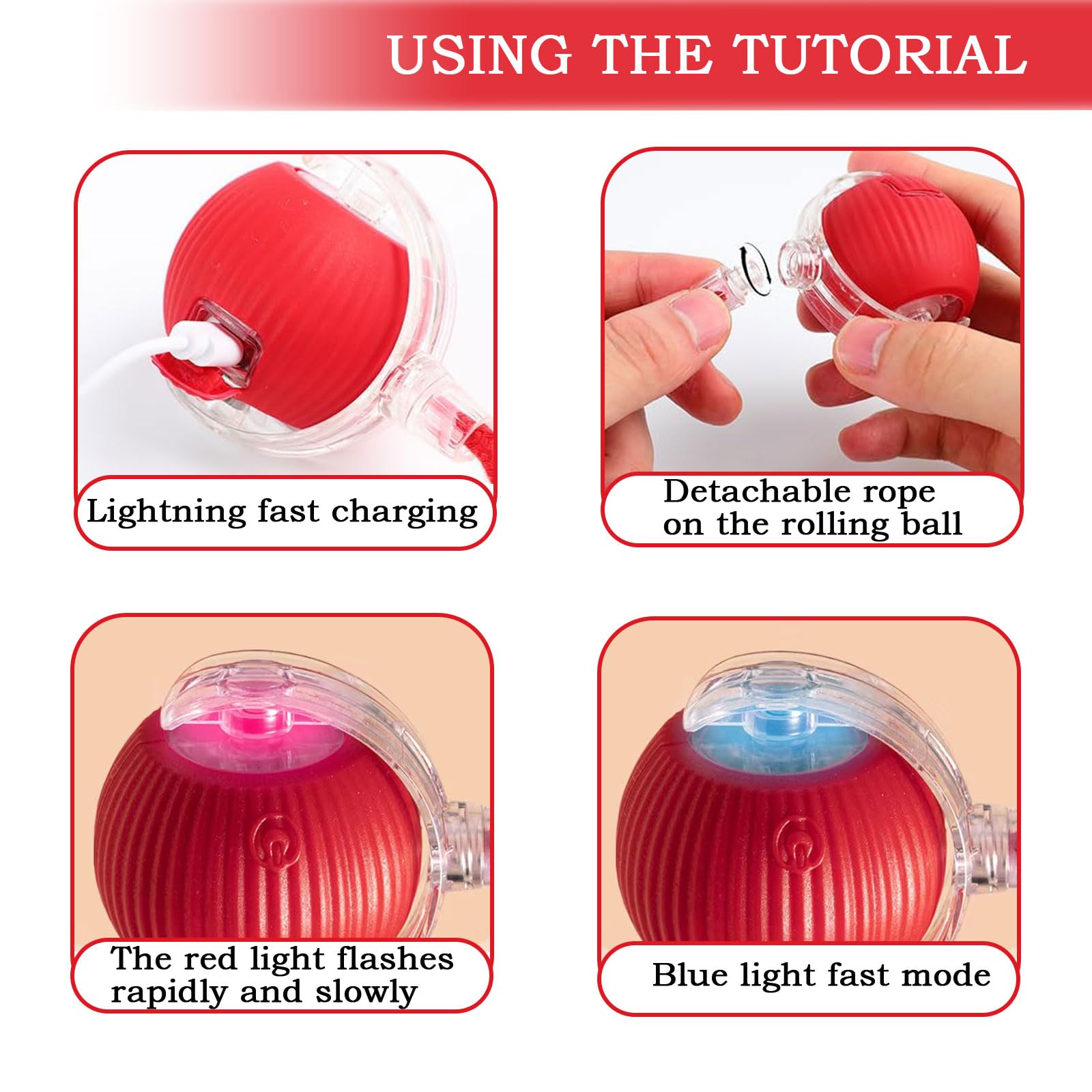 Interactive Cat & Dog Toy - Automatic Rolling Ball with Electric Dodge Feature - Red Interactive Pet Toy for Playtime & Exercise - Perfect for Indoor & Outdoor Fun