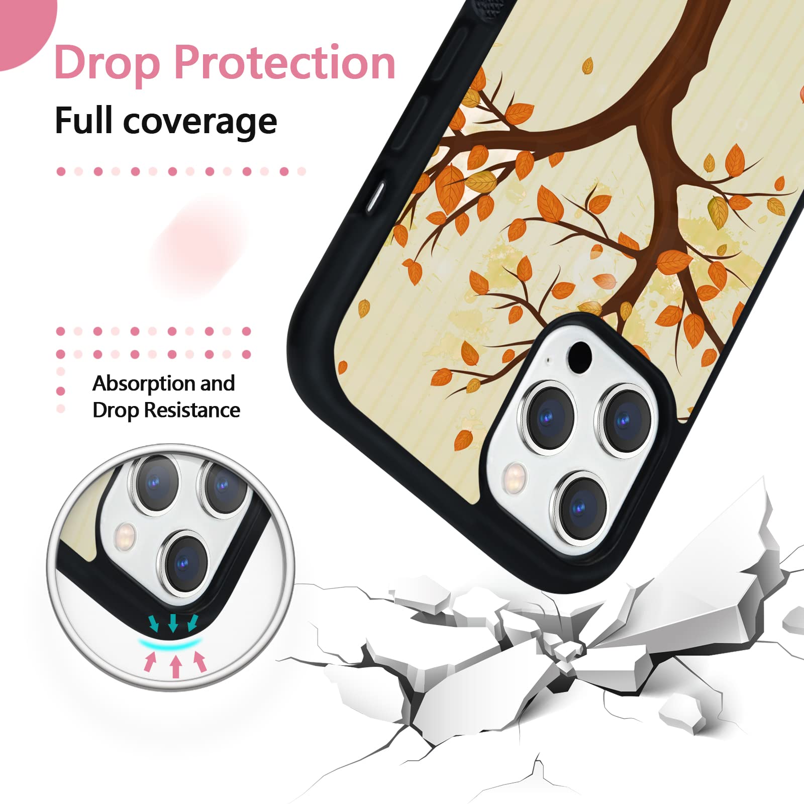 Autumn Leaves iPhone 13 Pro Max Case 6.7 Inch - Shockproof Protective TPU Aluminum Cover for Women & Men | Perfect for Fall Outings, Travel, and Everyday Protection