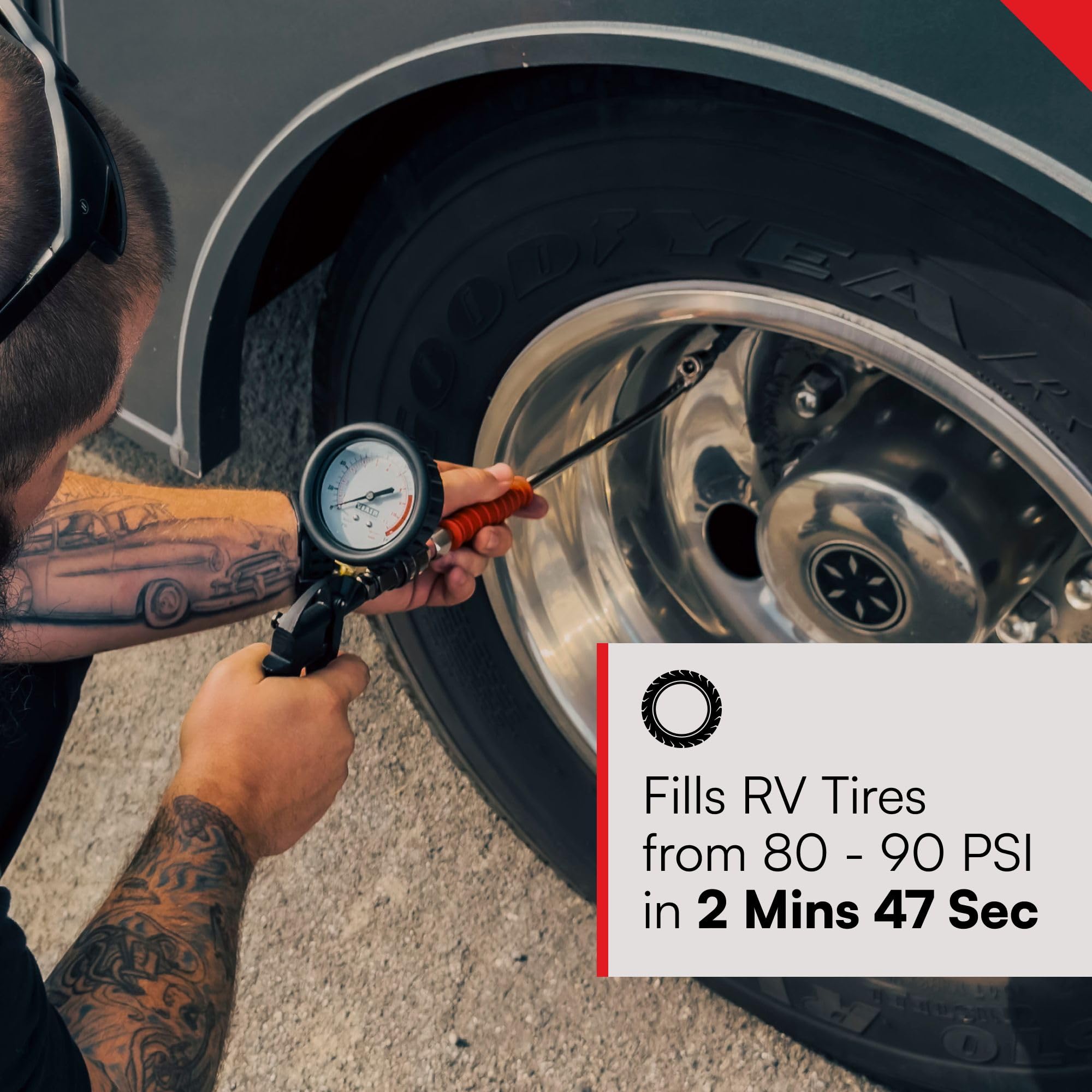 VIAIR 400P-RV/40047 Automatic Portable Air Compressor - 150 PSI Tire Inflator Kit for RV, Truck, Jeep & SUV Tires | Fast 2.30 CFM Air Pump | Perfect for Road Trips, Off-Roading & Emergency Tire Inflation