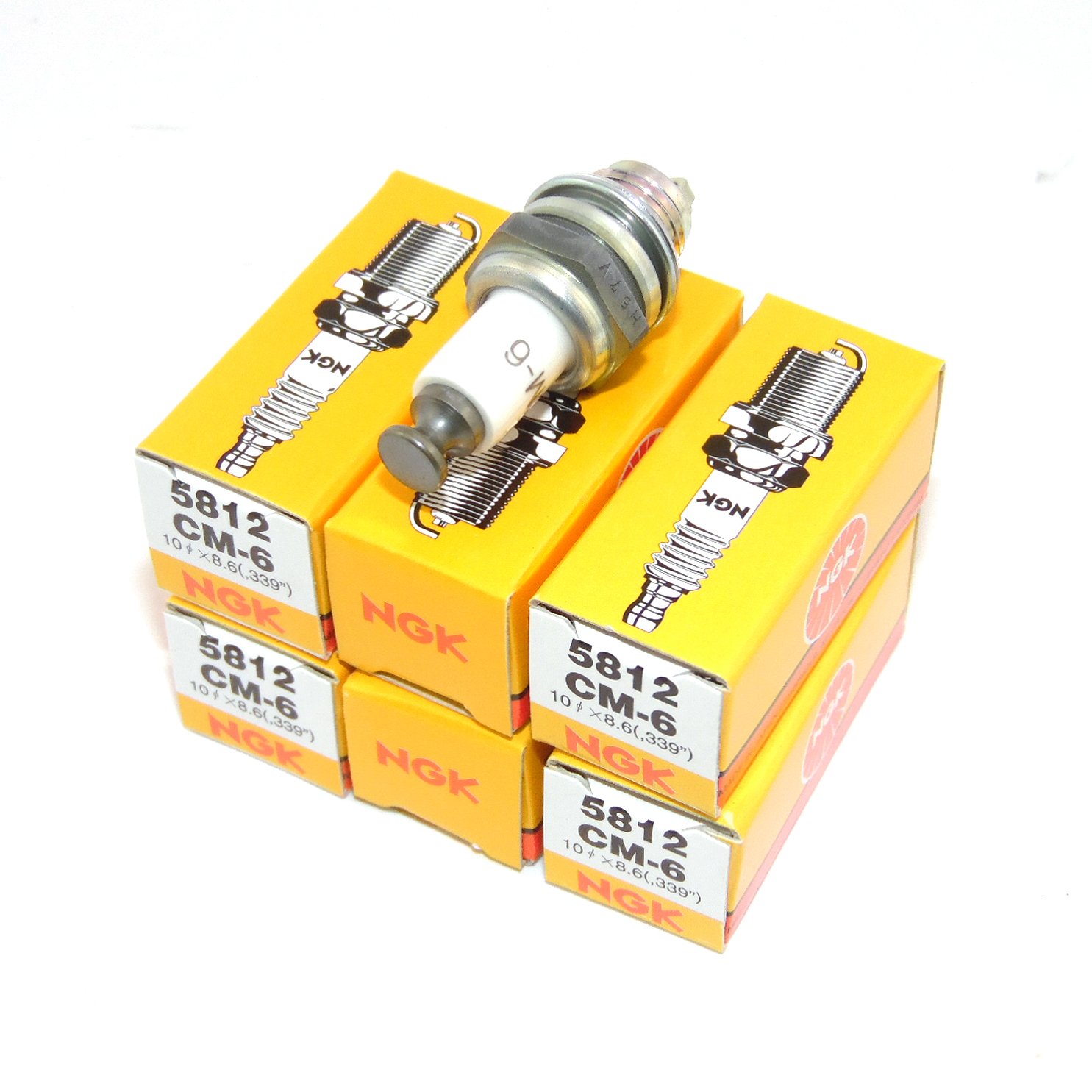 5812 CM6 CM-6 Spark Plugs (6 Pack) - High Performance Ignition Plugs for Cars, Trucks & Motorcycles - Perfect for Engine Tune-Ups & Maintenance