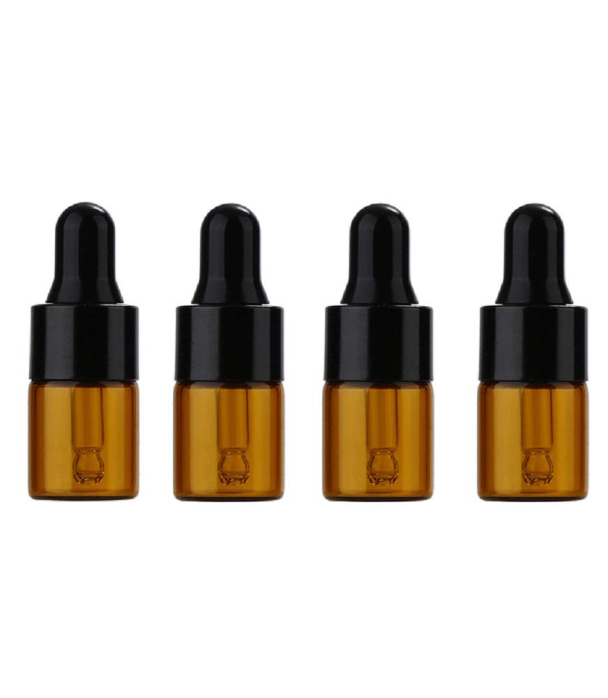 30Pcs 2ml Amber Glass Dropper Bottles - Empty Essential Oil Sample Vials with Glass Eye Droppers & Black Caps - Perfect for DIY Perfume, Aromatherapy, Skincare and Cosmetic Storage (2ml)
