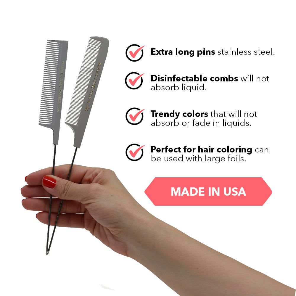 Allegro Combs XL Pintail Parting & Foiling Combs Set - Professional Hair Styling Tools for Salon & Home Use