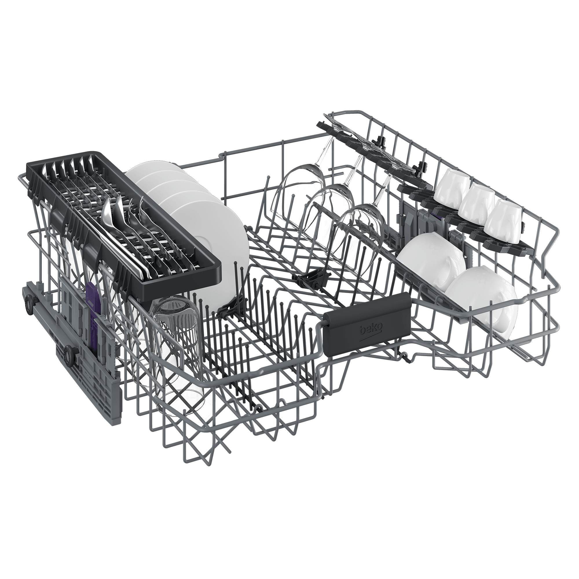 Beko DDT36430XIH Stainless Steel Tall Tub Dishwasher - 14 Place Settings, 45 dB Quiet Operation, Top Control with Pocket Handle - Perfect for Large Families & Open-Concept Kitchens