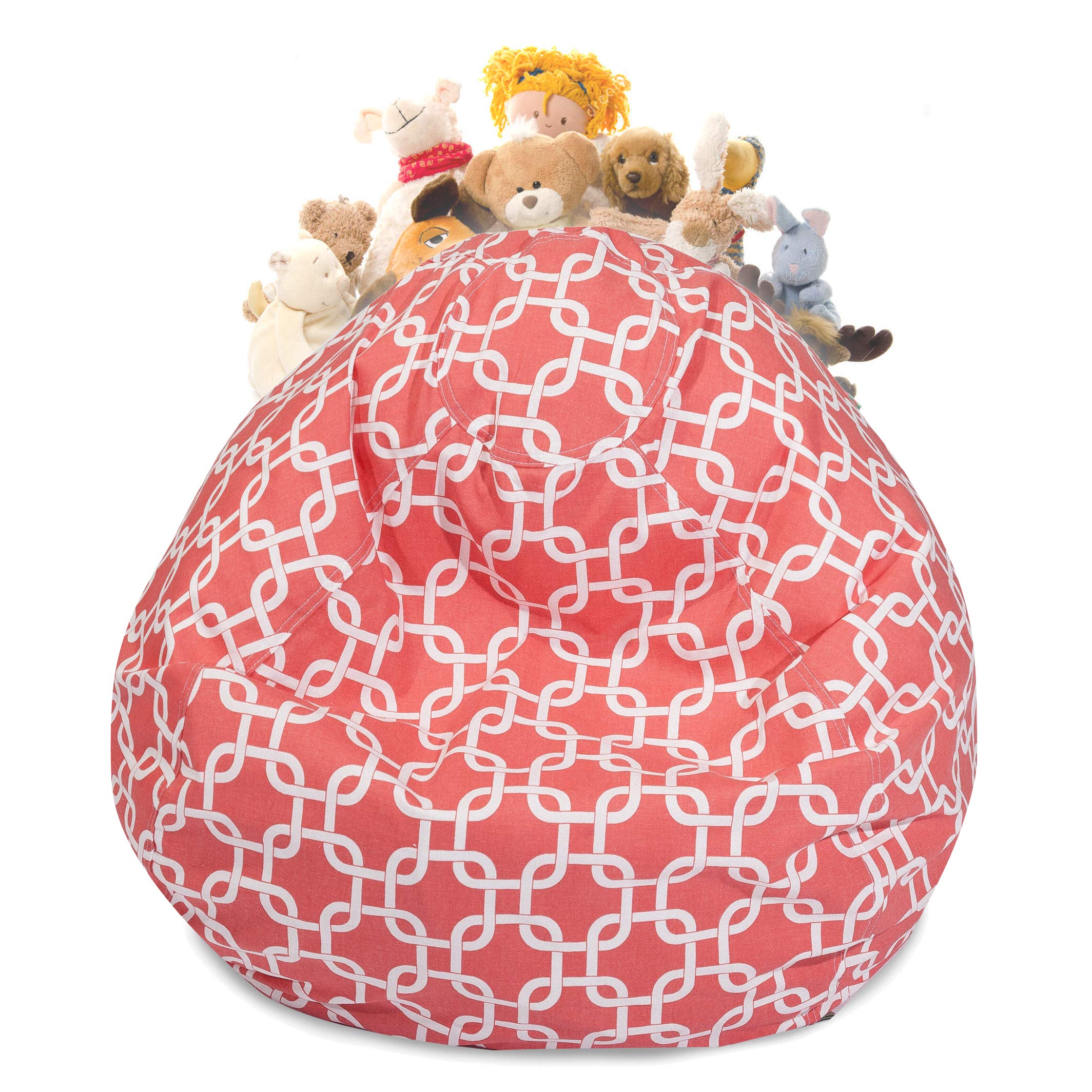 Majestic Home Goods Links Storage Bean Bag - Soft Coral Fabric, Stylish & Comfortable for Kids' Room, Living Room, or Dorm Decor