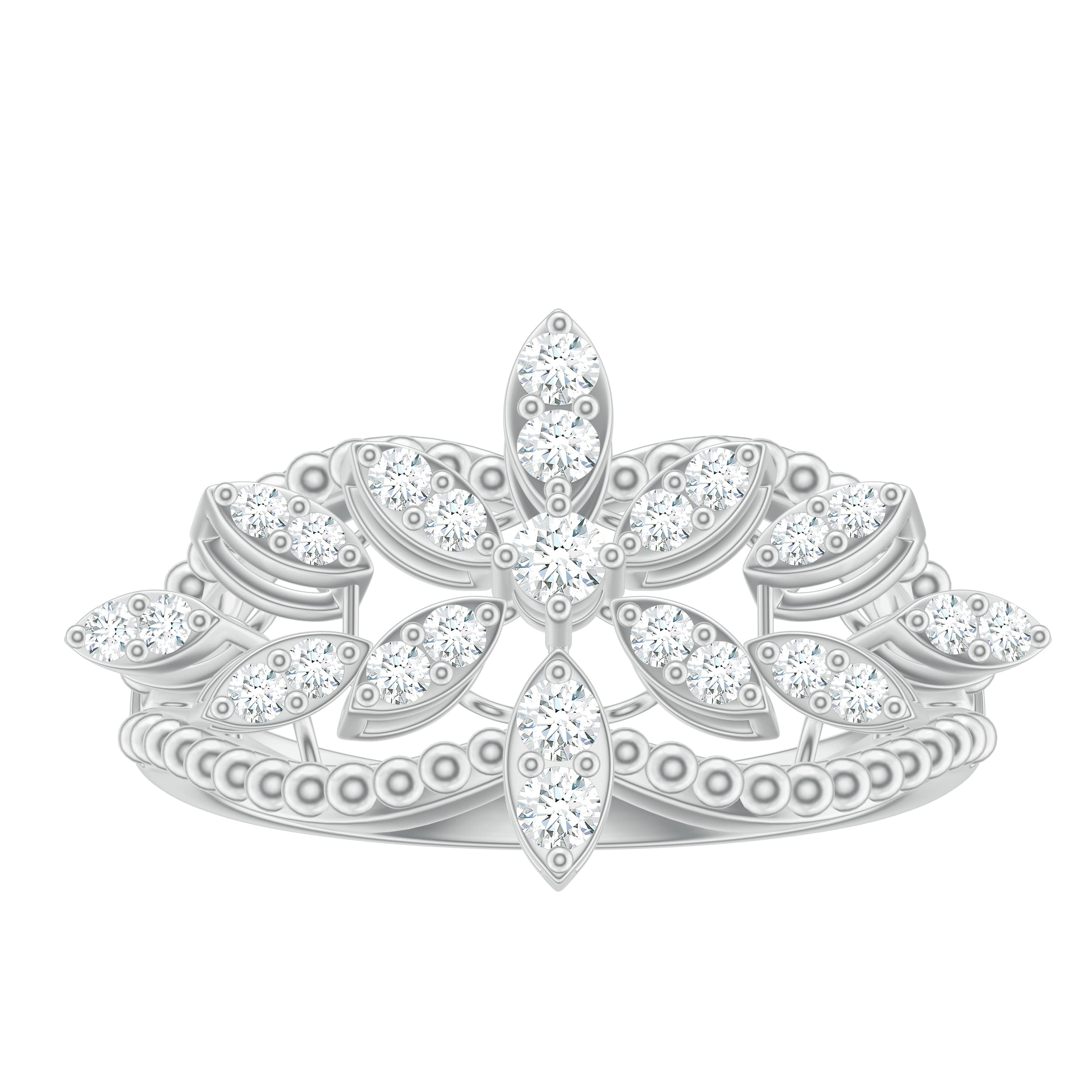 1/2 CT Diamond Cocktail Engagement Ring - 14K Solid Gold Floral Beaded Wedding Band for Women | Perfect for Proposals, Anniversaries & Special Occasions