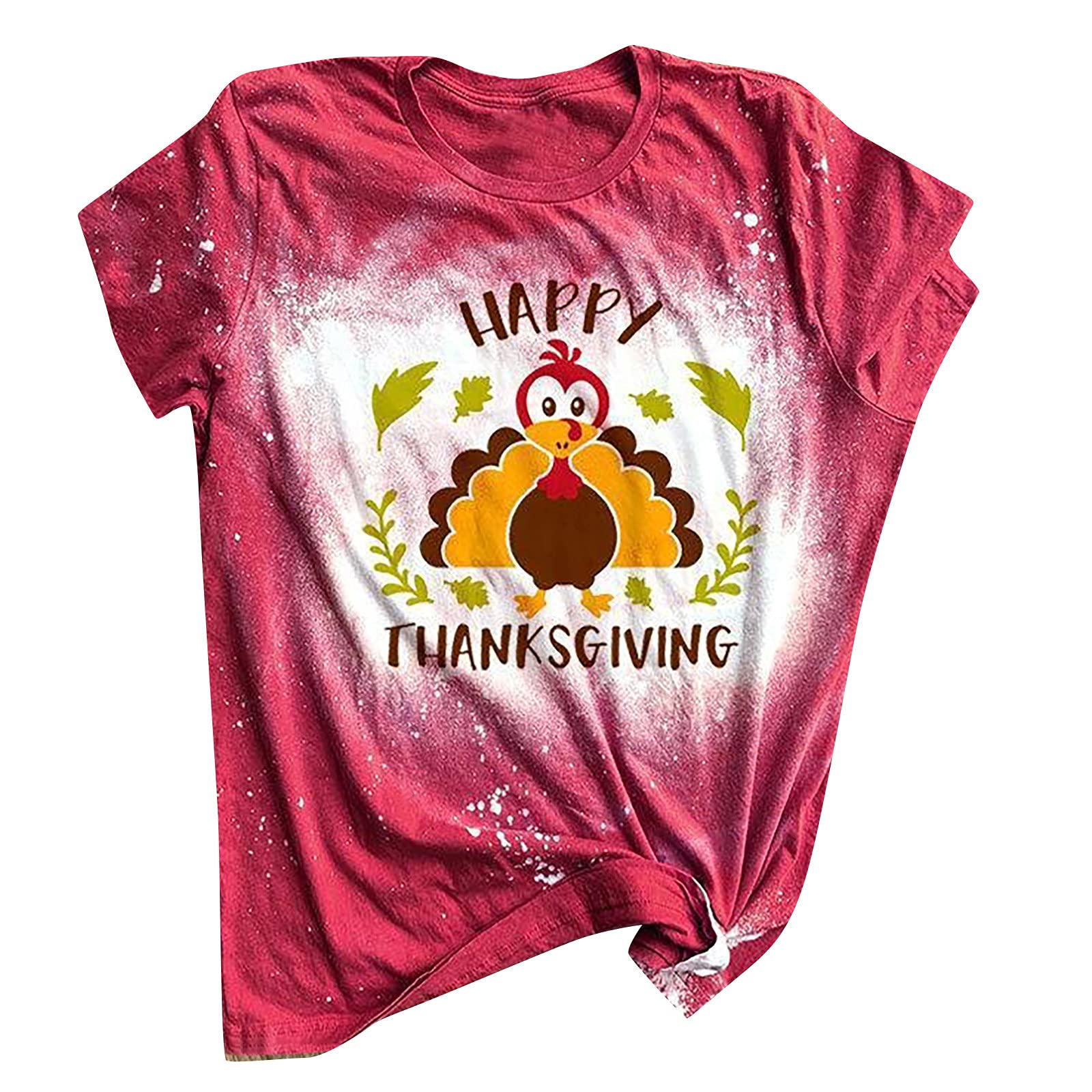 Happy Thanksgiving Shirts for Women - Funny Cute Turkey Graphic Orange Short Sleeve T-Shirt | Thanksgiving Party Outfit, Family Gathering Apparel, Holiday Casual Wear