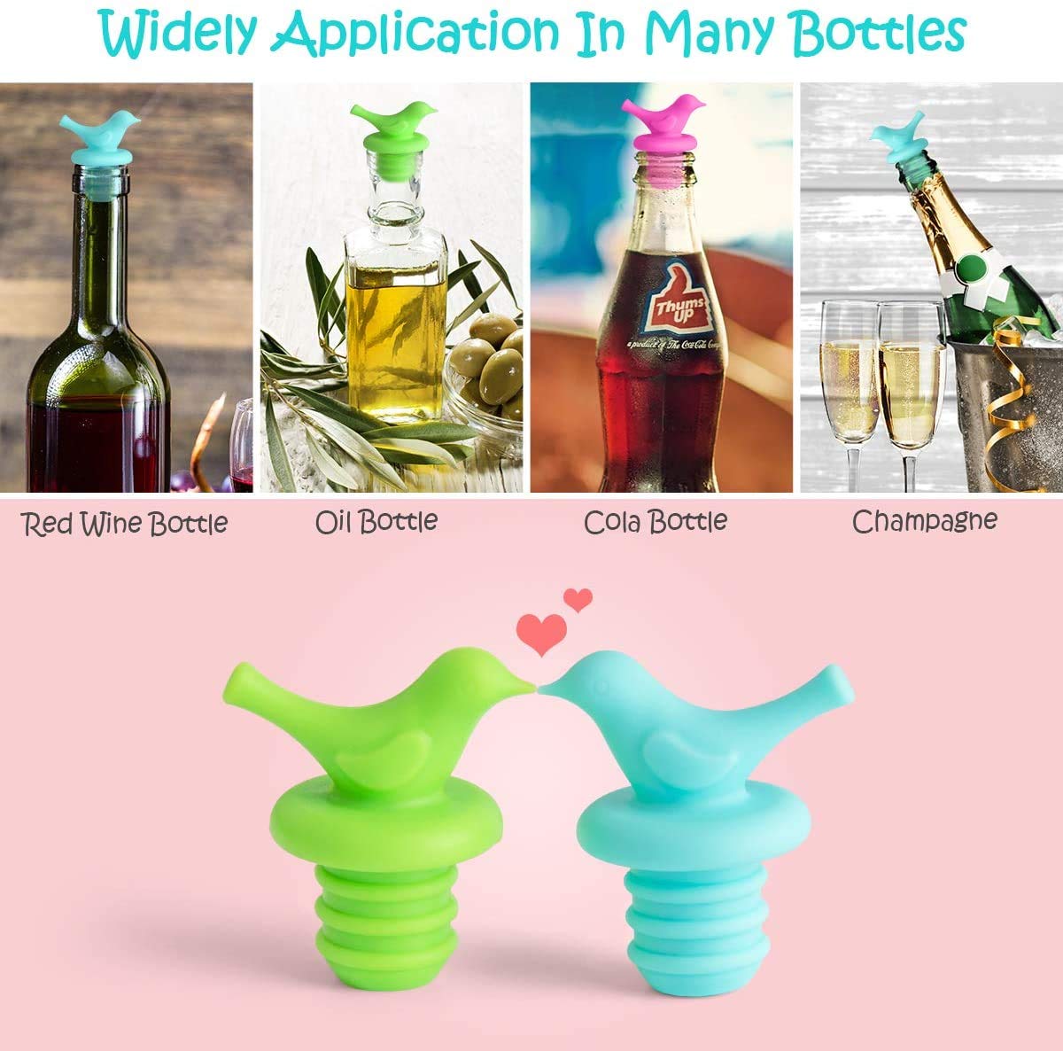 Shuban 4-Pack Silicone Wine Bottle Stoppers - Reusable Wine and Beverage Sealer Plug, Rubber Wine Saver for Bar, Kitchen, Party - Perfect for Holiday Gatherings, Weddings & Home Entertaining