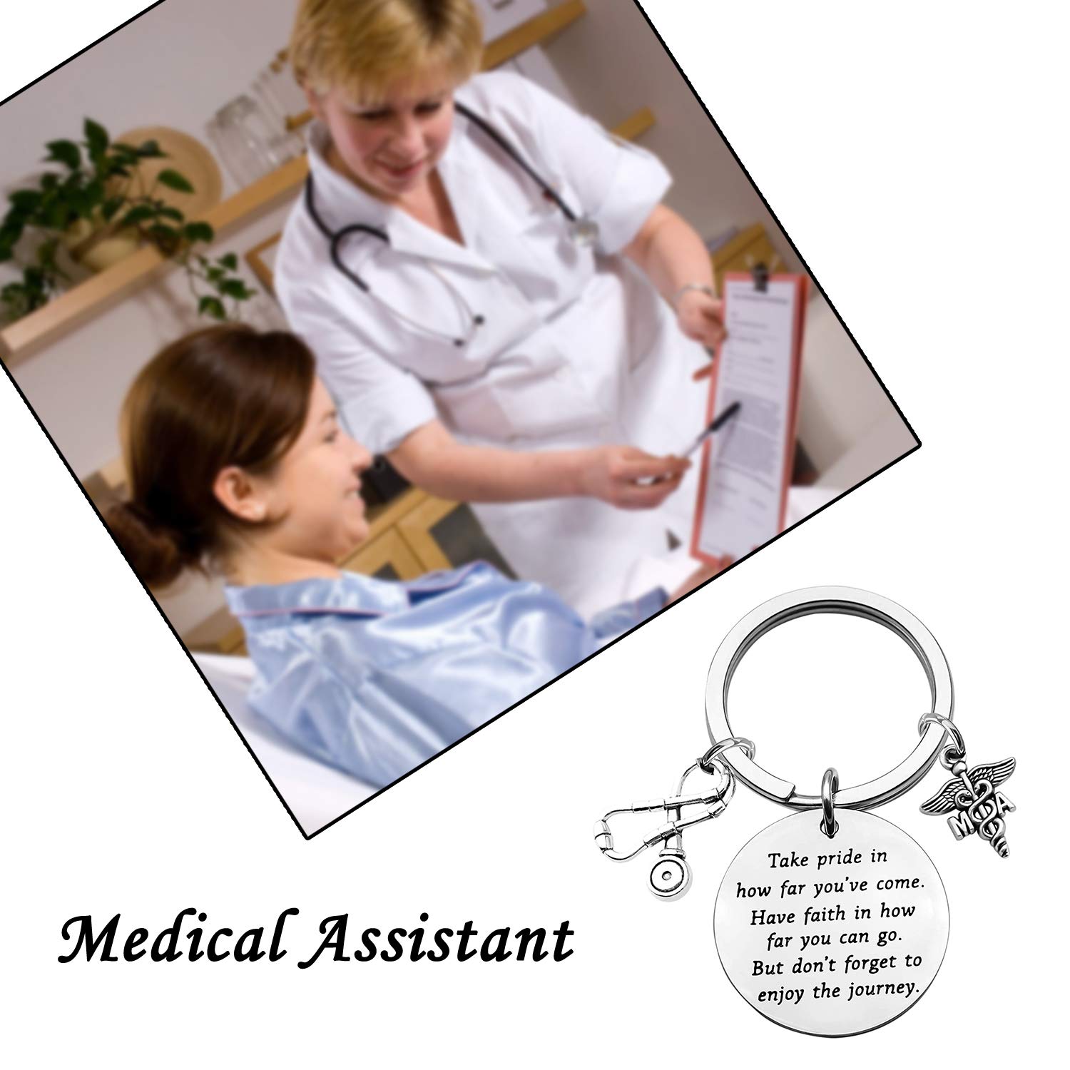 FUSTMW Medical Assistant Graduation Gift Keychain - Engraved MA Appreciation Present for Nurses & Healthcare Professionals - Perfect for Clinicals, White Coat Ceremonies & Nursing School Graduation