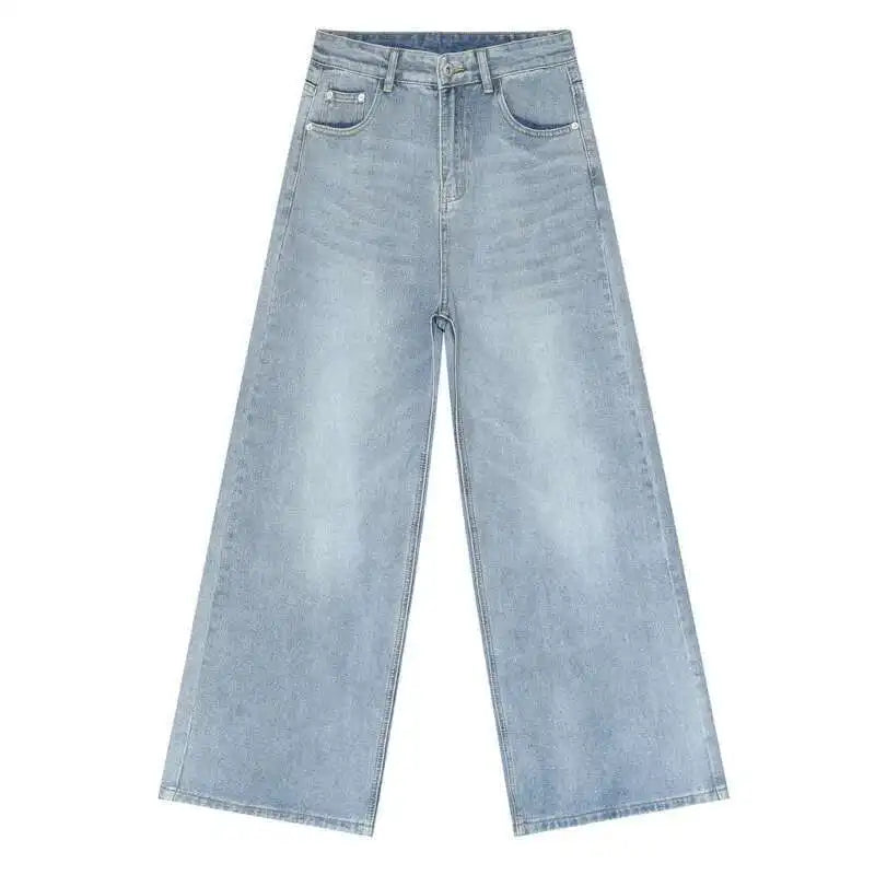 American Style Men's Jeans - Gradient Color Button Pockets Straight Wide Leg Denim Pants for Casual Wear | Spring Fashion Trend | Perfect for Streetwear, Dating & Daily Outfits (Style 9C4510)