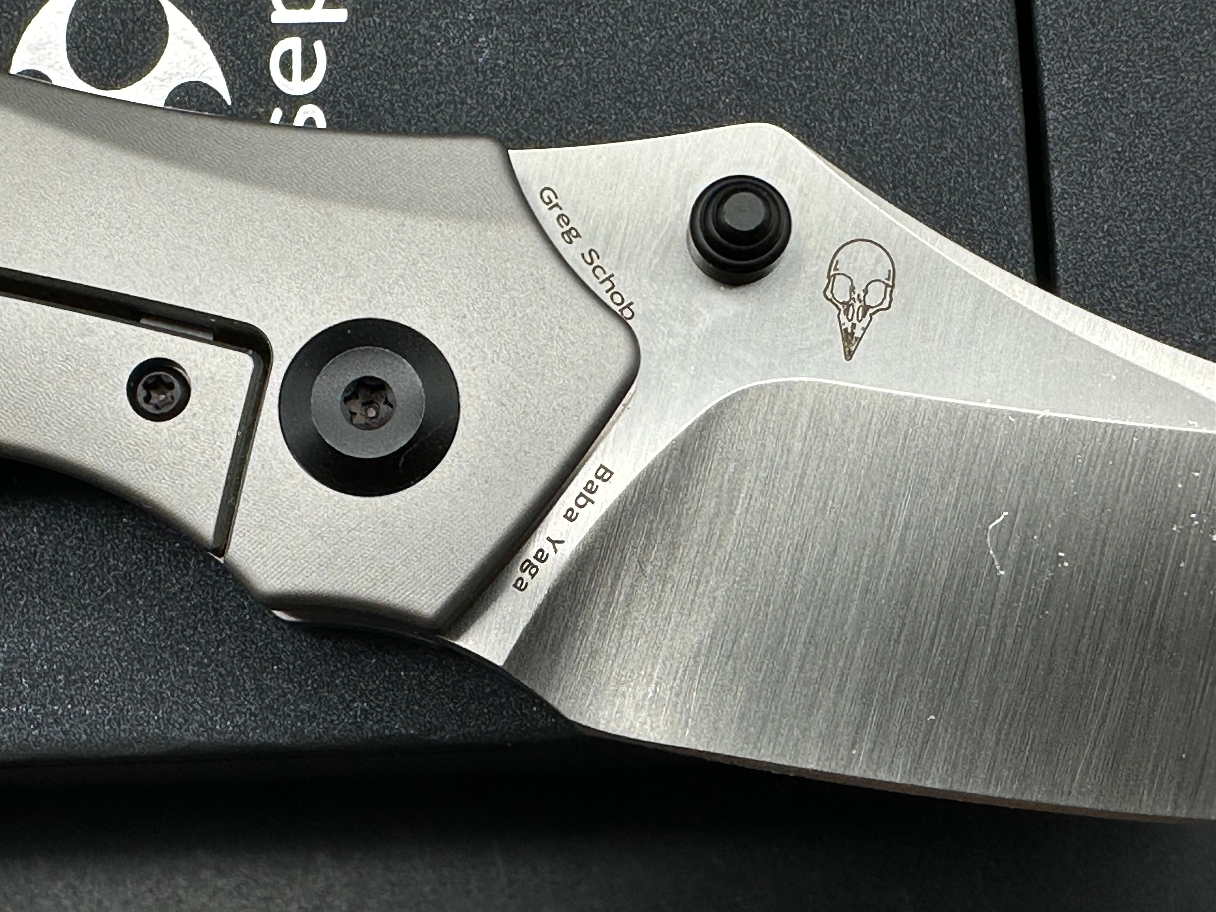 KANSEPT BABA YAGA Folding Pocket Knife - Titanium Handle with 80s Camo Carbon Fiber Inlay, 20CV Steel Plain Edge Blade - EDC, Camping, Outdoor Survival Gear