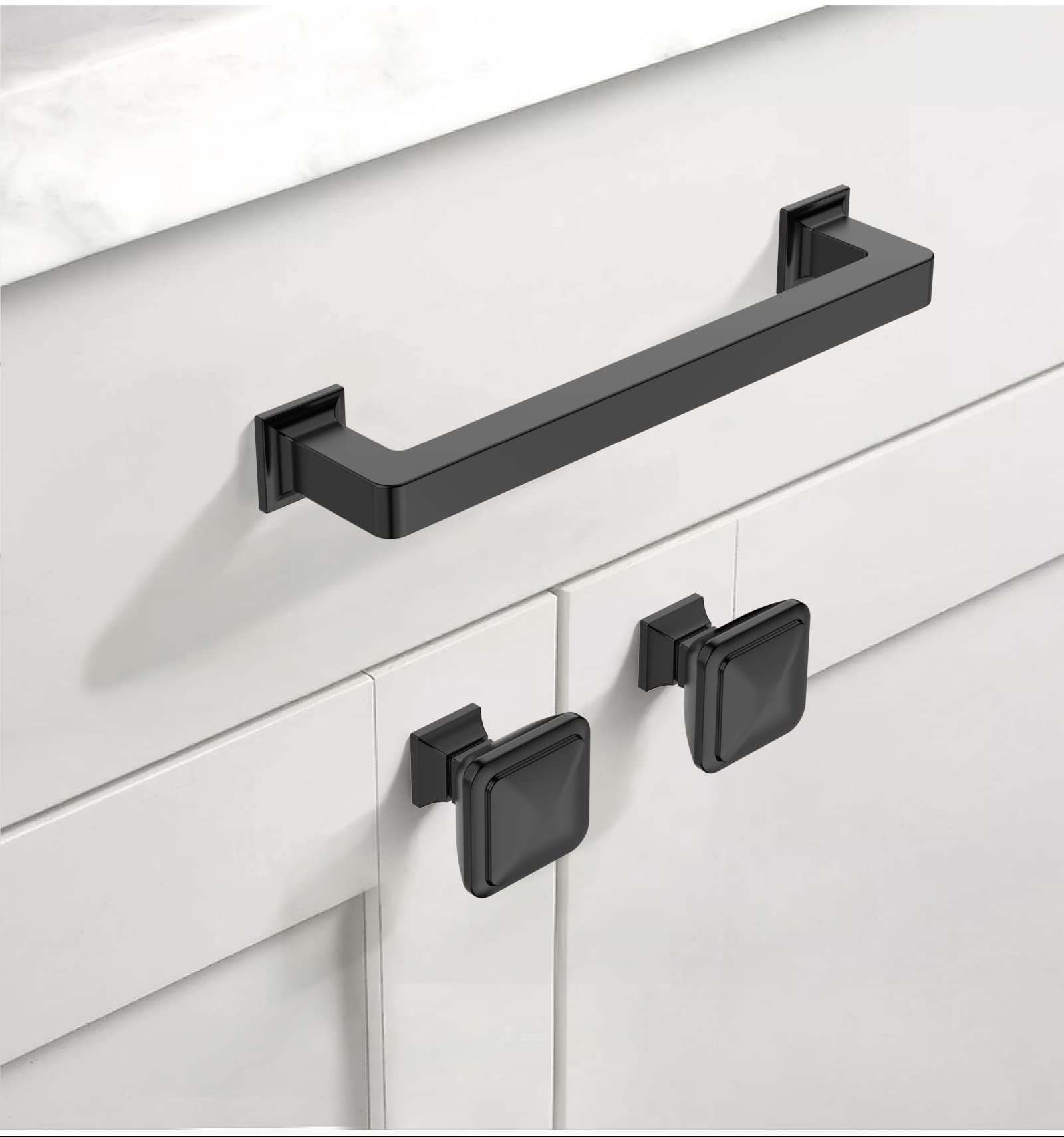 Asidrama 10 Pack 5 Inch (128mm) Matte Black Cabinet Handles - Modern Kitchen Cabinet Pulls & Drawer Handles for Cupboards, Dressers, and Furniture - Perfect for Home Renovation & DIY Projects