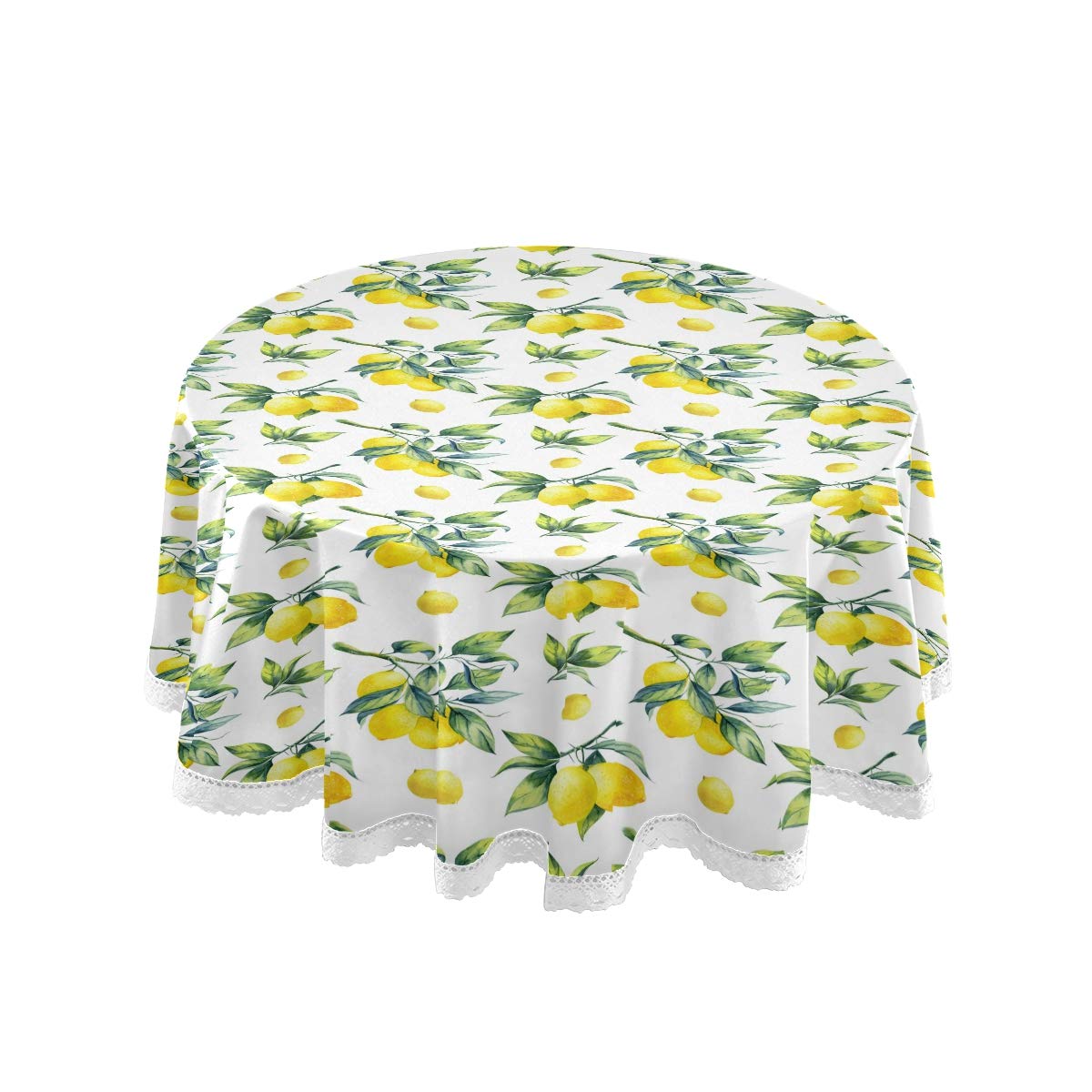 Senya Round Tablecloths - Lemon Pattern Decorative Table Cover for Circular Dining Tables | Perfect for Dinner Parties, Picnics & Outdoor Events