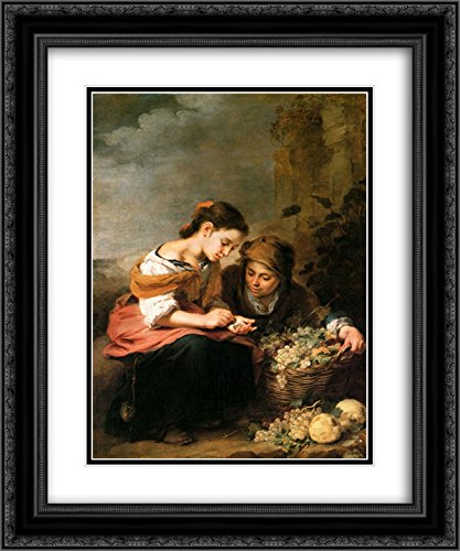 Bartolome Esteban Murillo The Little Fruit-Seller 20x24 Inch Black Ornate Framed Art Print with Double Mat - Museum Quality Wall Decor for Living Room, Bedroom & Office