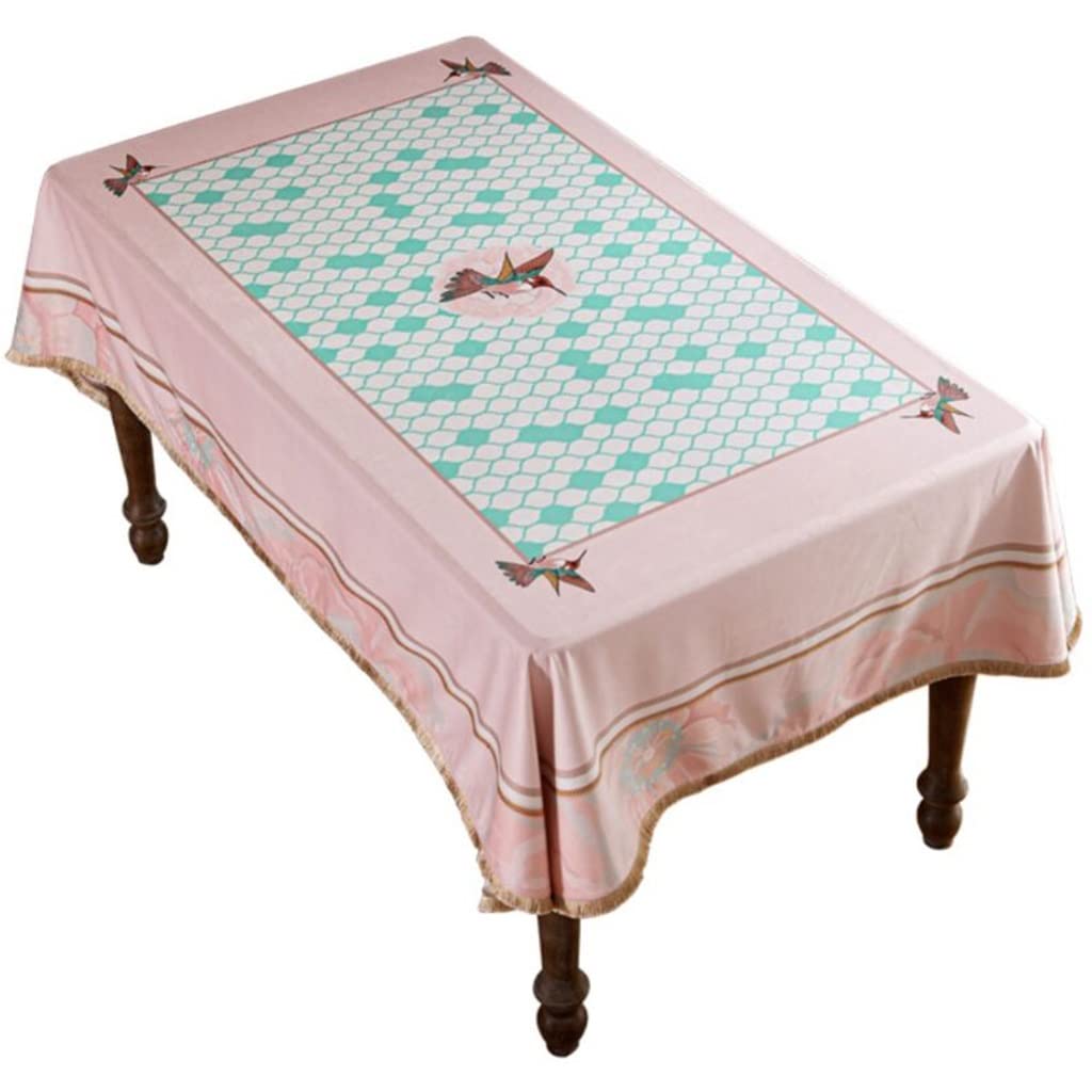Elegant European Style Rectangle Tablecloth with Hummingbird Print - 55 x 55 Inches, Warm Romantic Table Decor for Thanksgiving, Garden Parties & Dining Room - Perfect for Holiday Gatherings, Wedding Receptions & Outdoor Events (Color A)