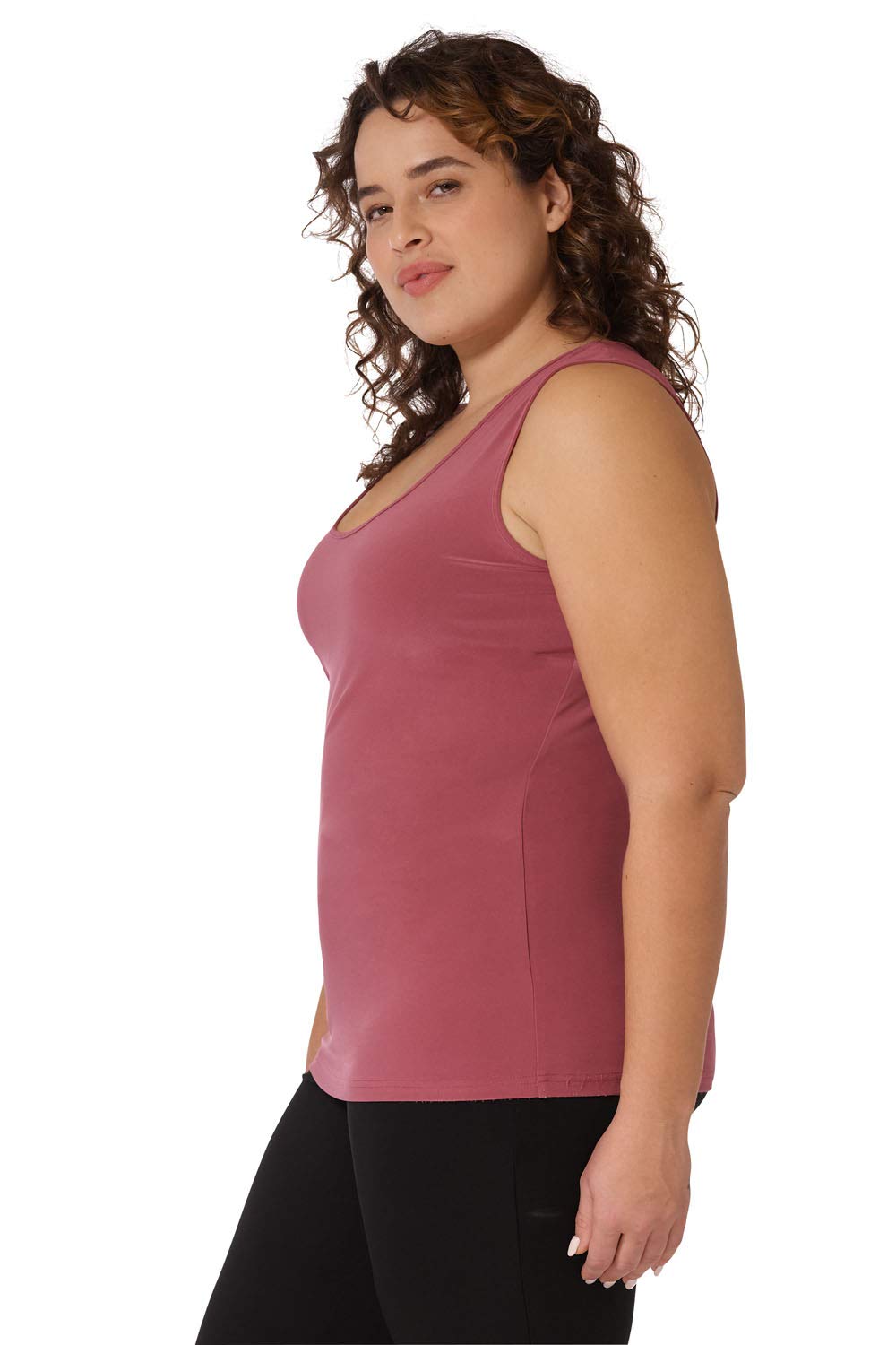 Rekucci Plus Size Scoop Neck Knit Tank Top for Curvy Women - Comfortable & Stylish Travel Outfit for Casual Wear & Summer Vacations