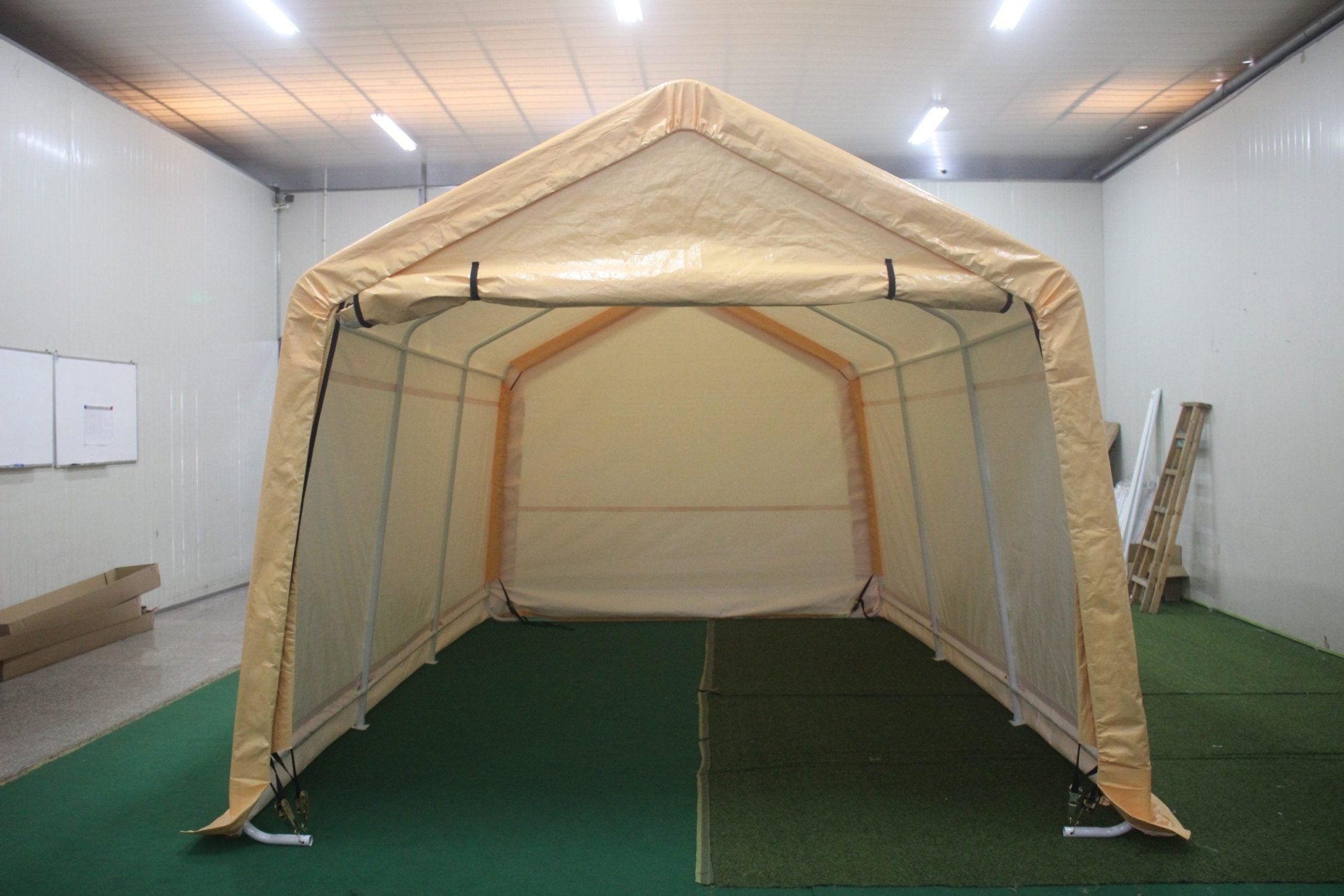 10x17 FT Heavy Duty Storage Shelter Garage Shed - Waterproof Yellow Canopy | Model 115601 | Perfect for Outdoor Equipment Storage, Garden Tools, and Vehicle Protection